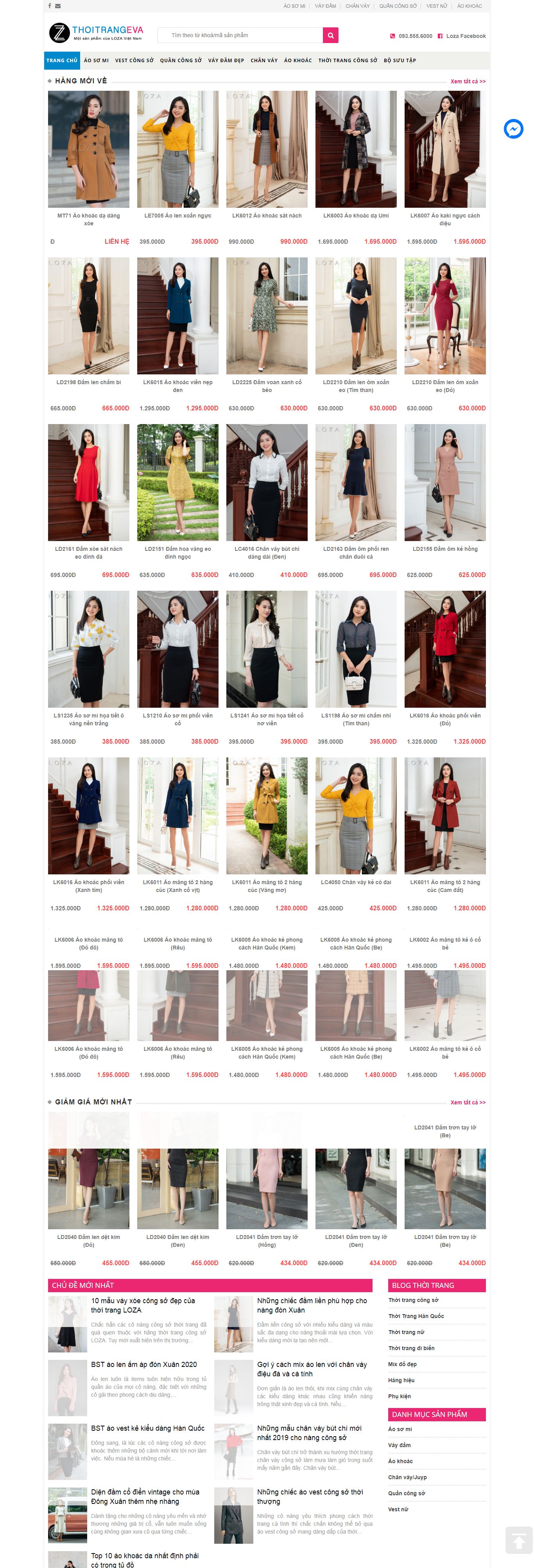 Thiết kế Website thời trang - thoitrangeva.vn