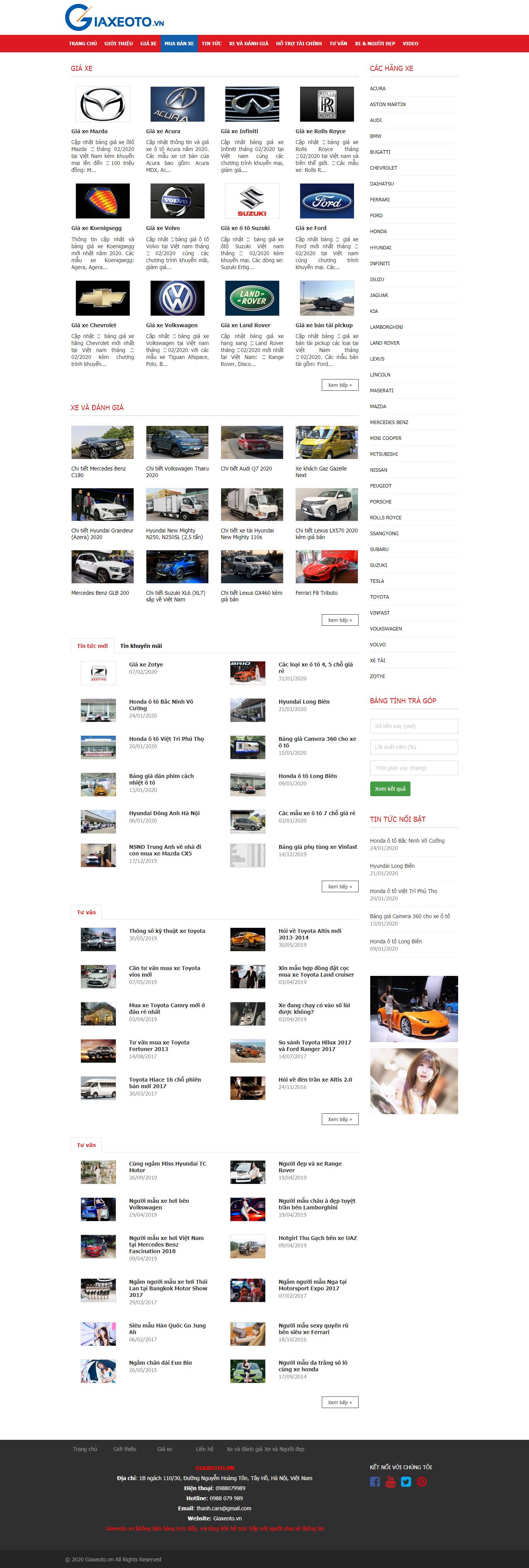 Thiết kế Website xe hơi - giaxeoto.vn