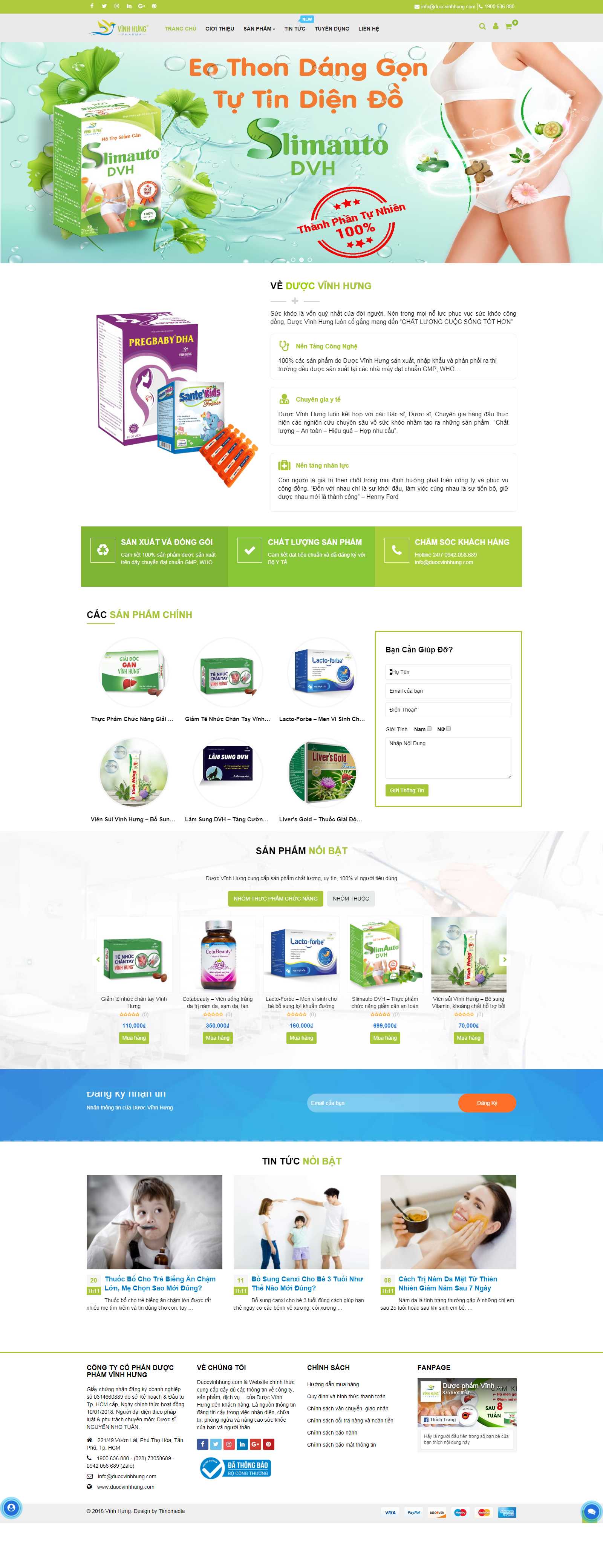 Thiết kế Website quầy thuốc - duocvinhhung.com