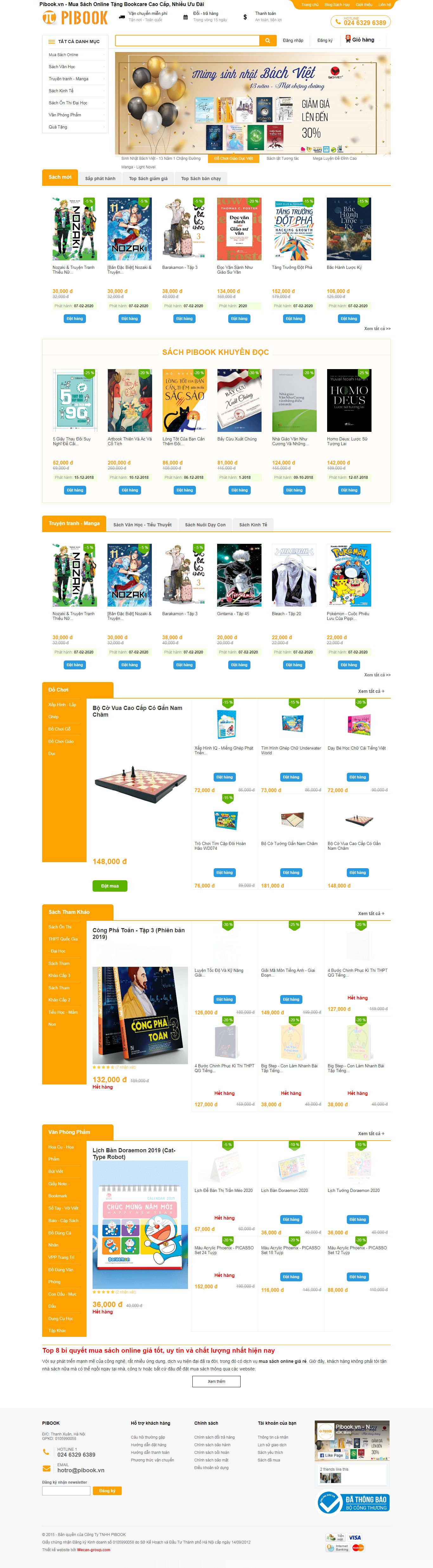Thiết kế Website bán sách - pibook.vn