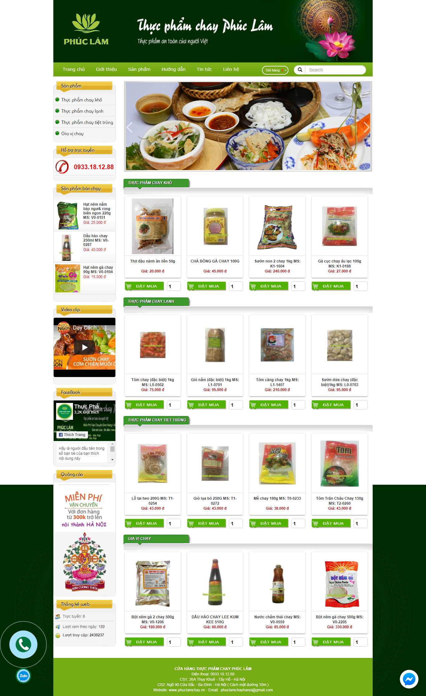 Thiết kế Website đồ ăn chay - phuclamchay.vn
