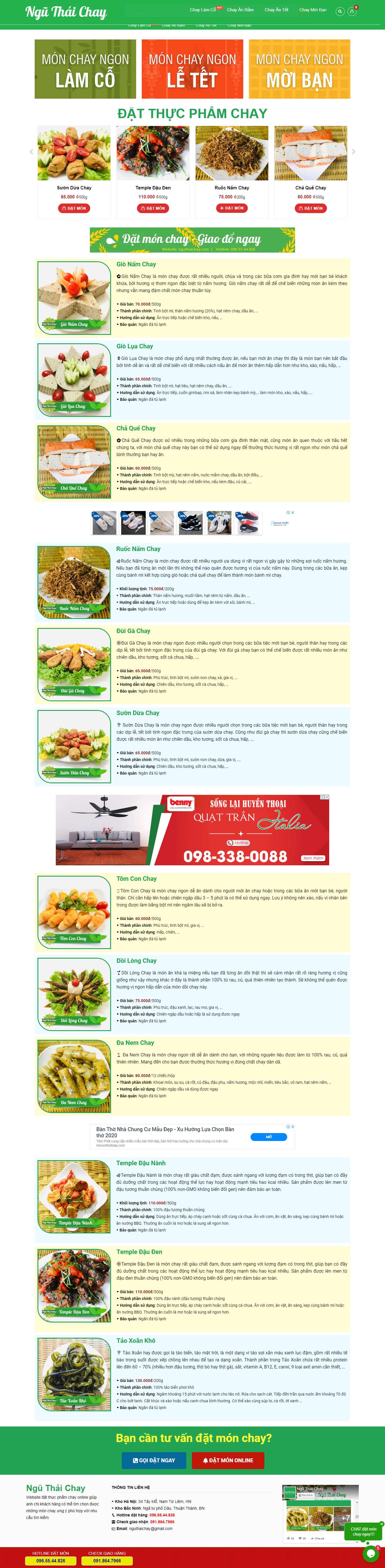 Thiết kế Website đồ ăn chay - nguthaichay.com