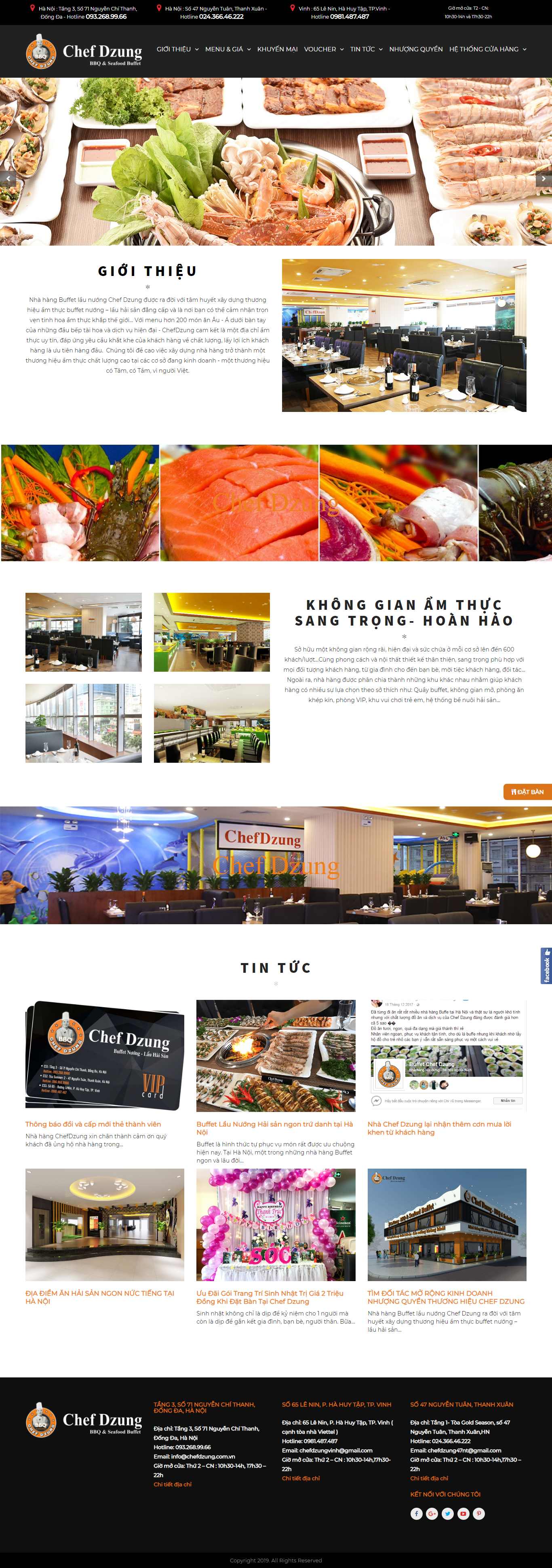 Thiết kế Website đặt tiệc buffet - chefdzung.com.vn