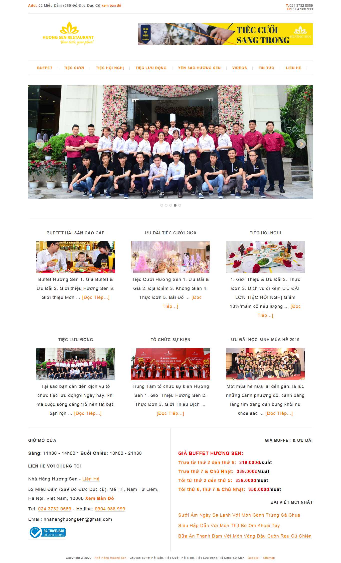 Thiết kế Website đặt tiệc buffet - nhahanghuongsen.com.vn