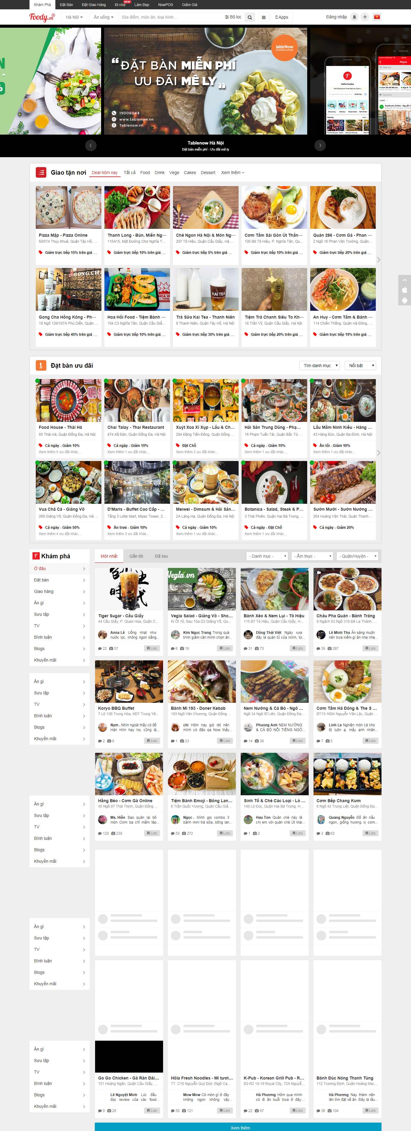 Thiết kế Website đặt tiệc buffet - www.foody.vn