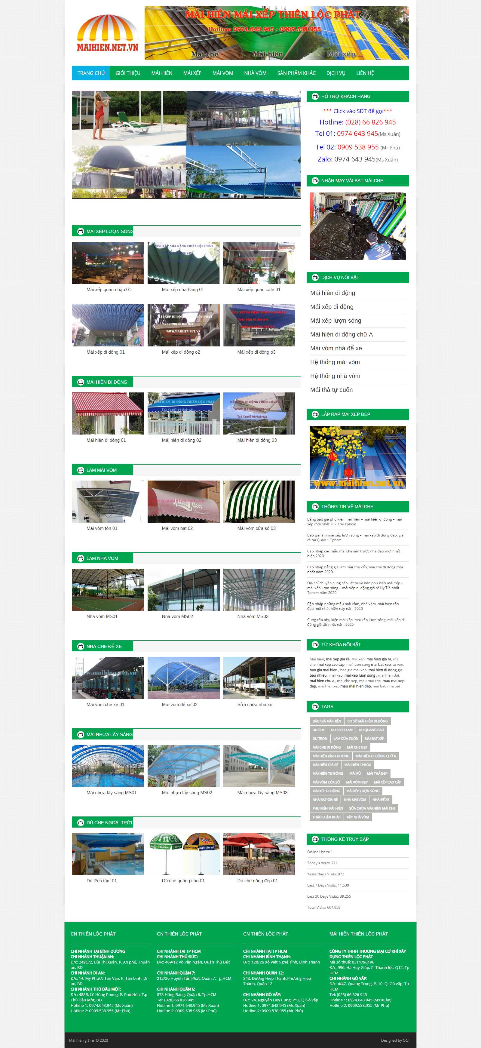 Thiết kế Website mái che di động - www.maihien.net.vn