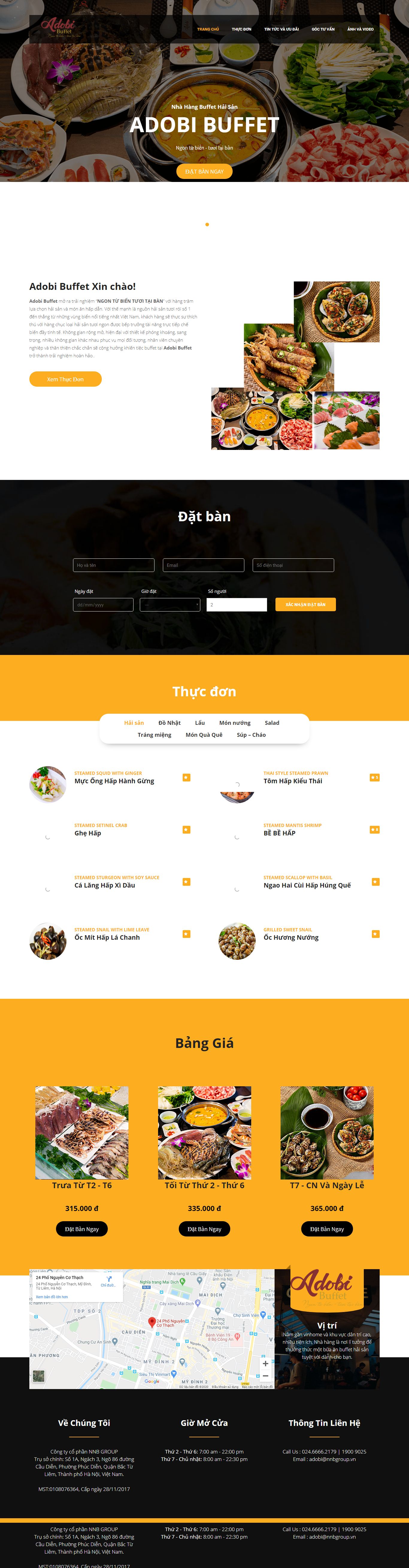 Thiết kế Website nhà hàng - adobibuffet.vn