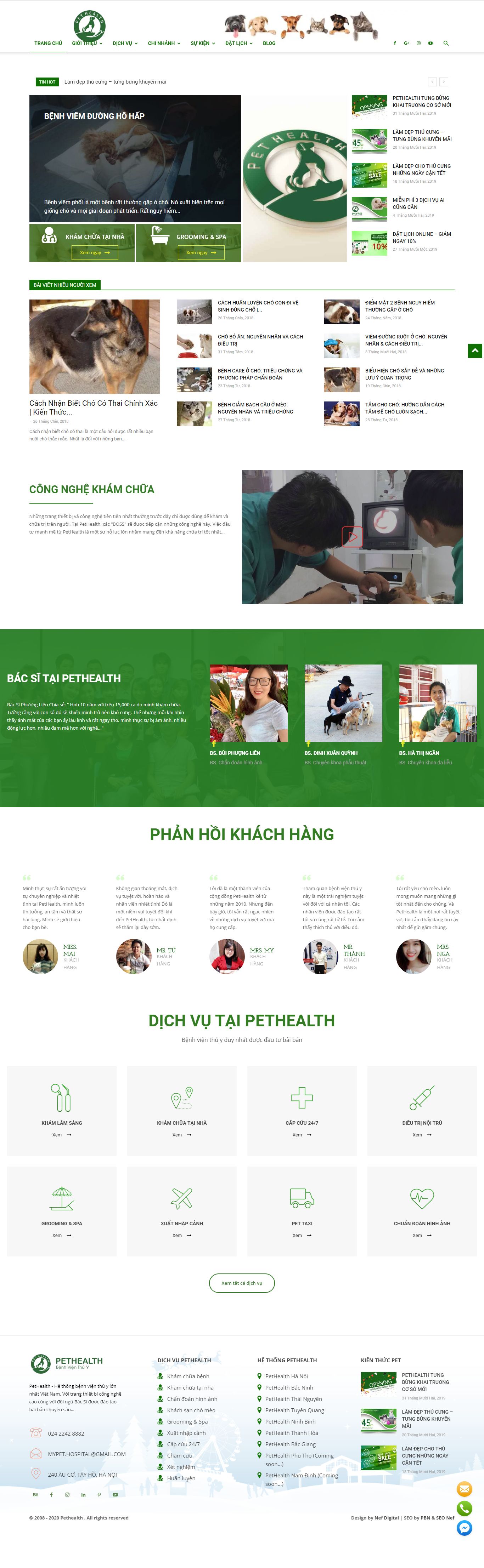 Thiết kế Website dịch vụ thú y - pethealth.vn