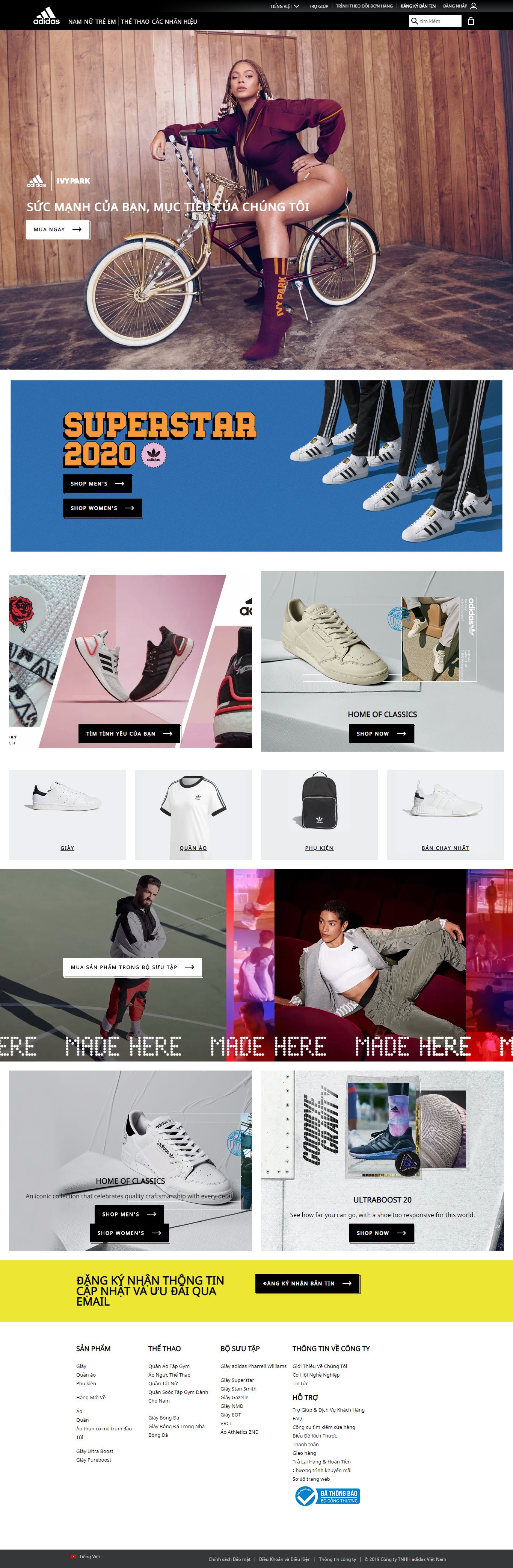 Thiết kế Website may mặc - www.adidas.com.vn
