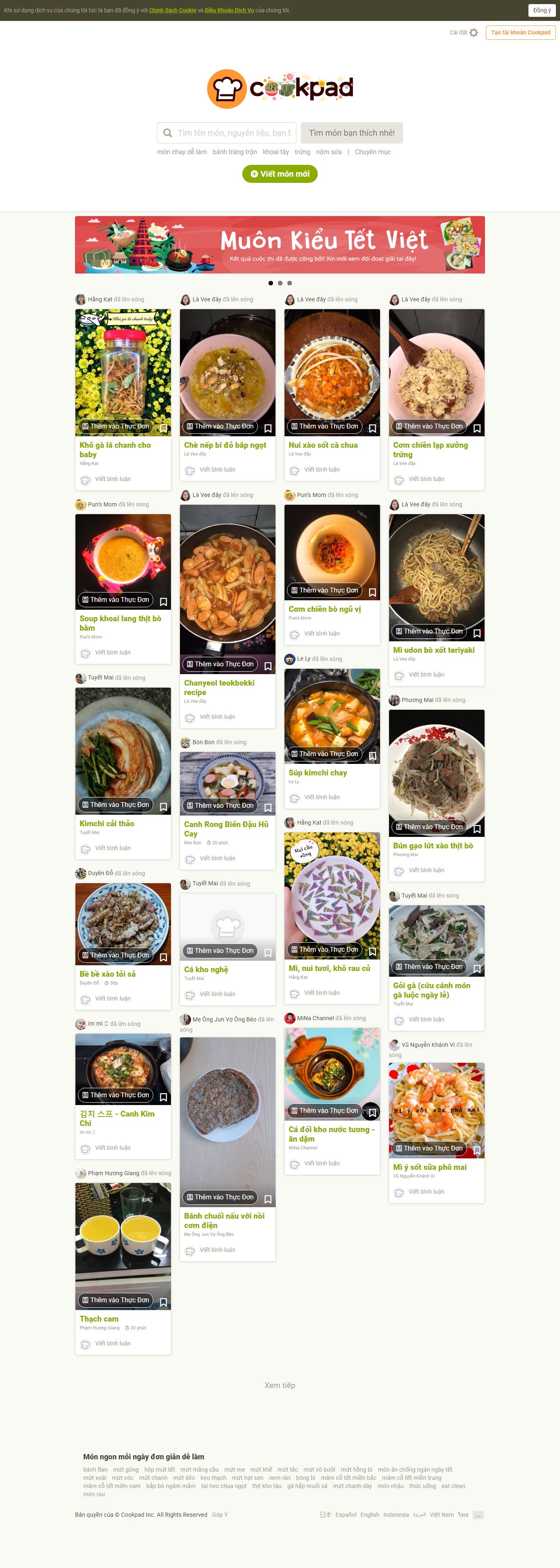 Thiết kế Website đồ ăn vặt - cookpad.com