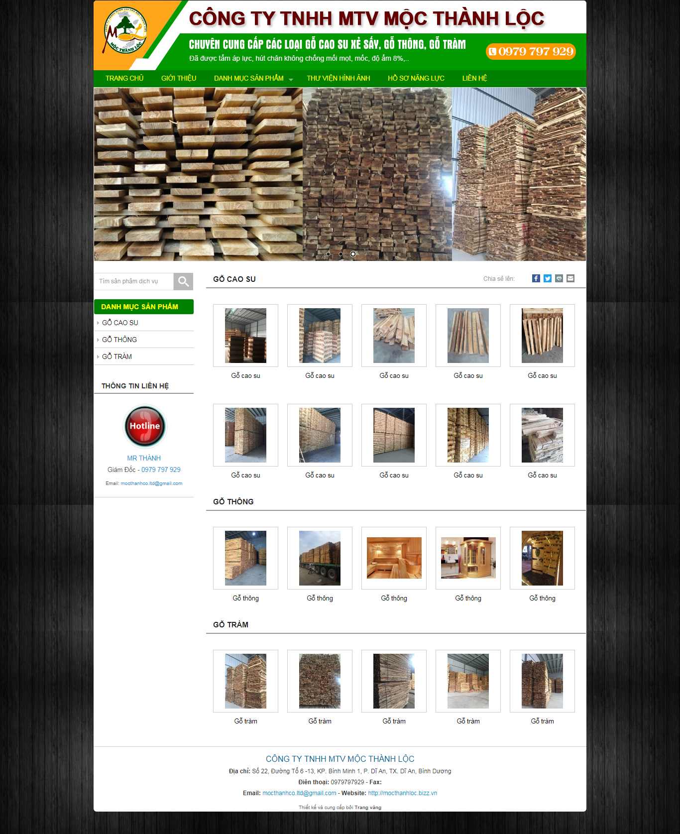 Thiết kế Website xưởng gỗ - mocthanhloc.bizz.vn