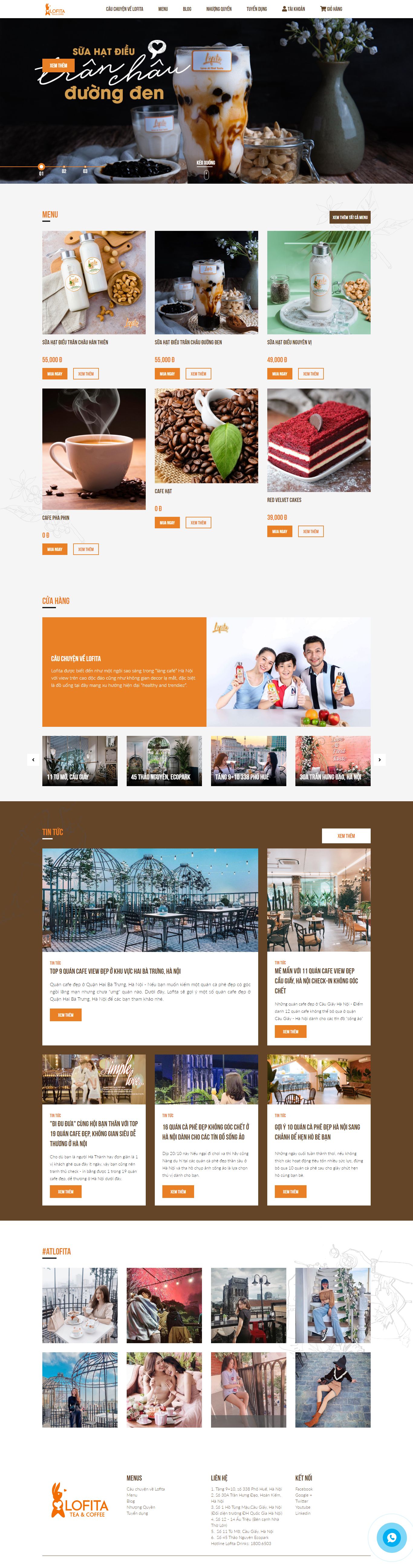 Thiết kế Website quán cafe - lofita.vn