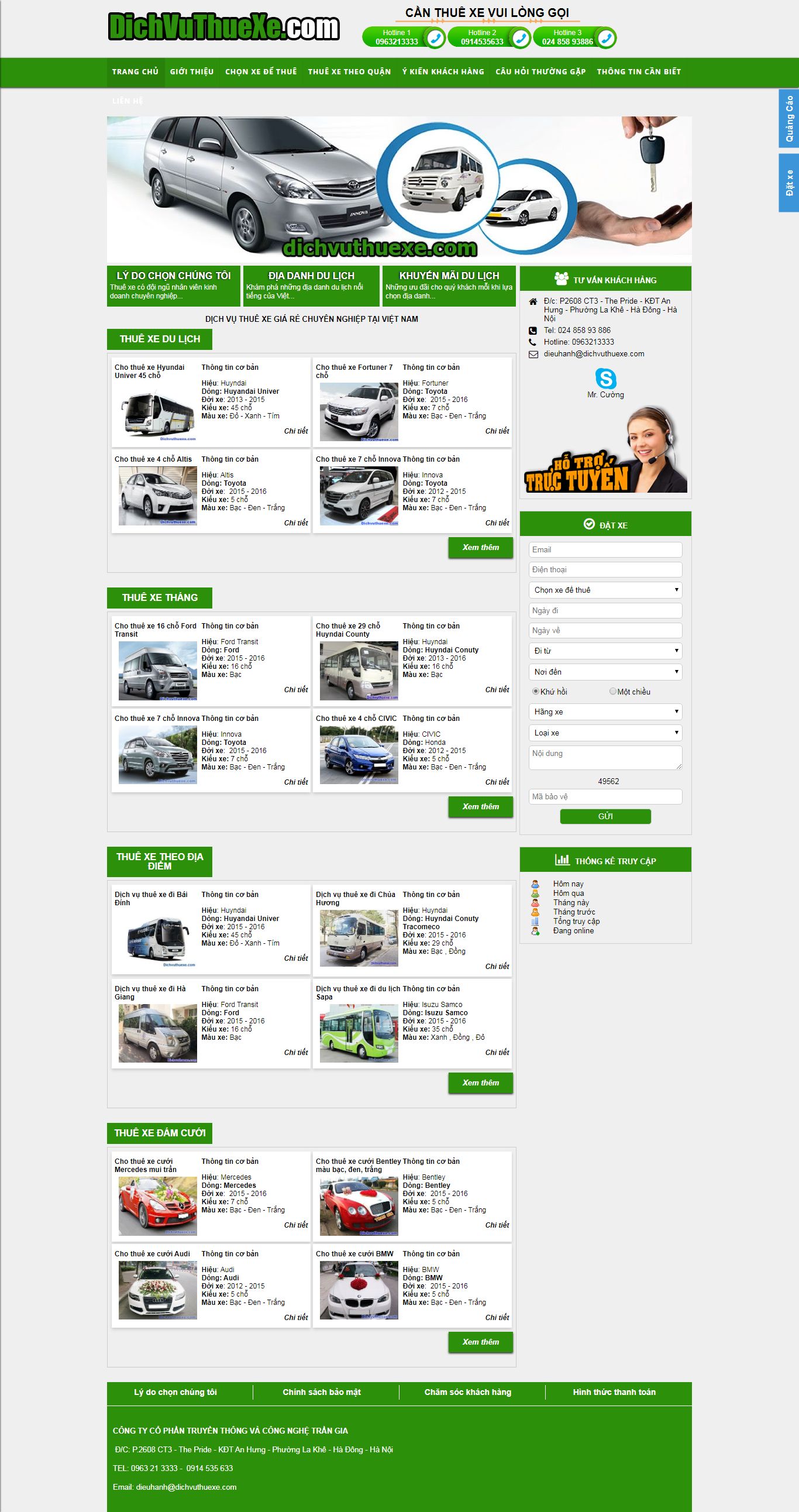 Thiết kế Website cho thuê xe - dichvuthuexe.com