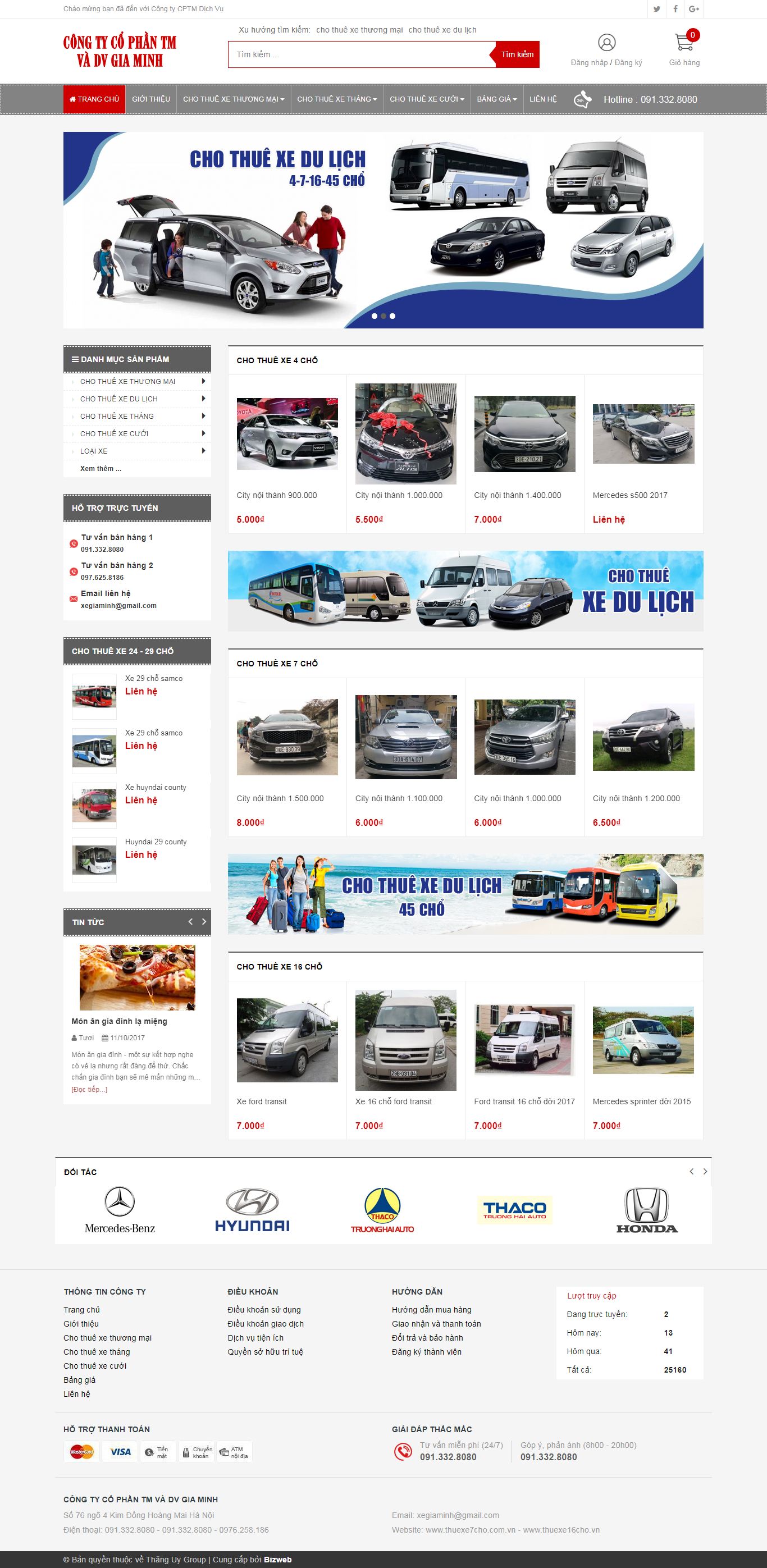 Thiết kế Website cho thuê xe - chothuexe7cho.vn