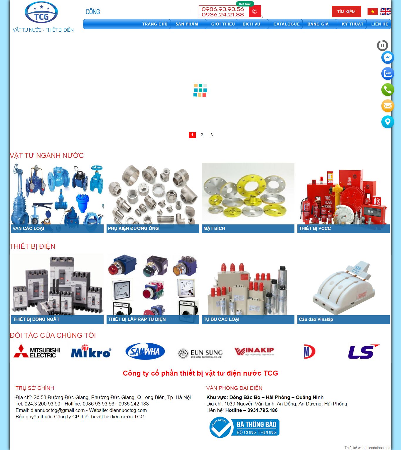 Thiết kế Website thiết bị vật tư - diennuoctcg.com