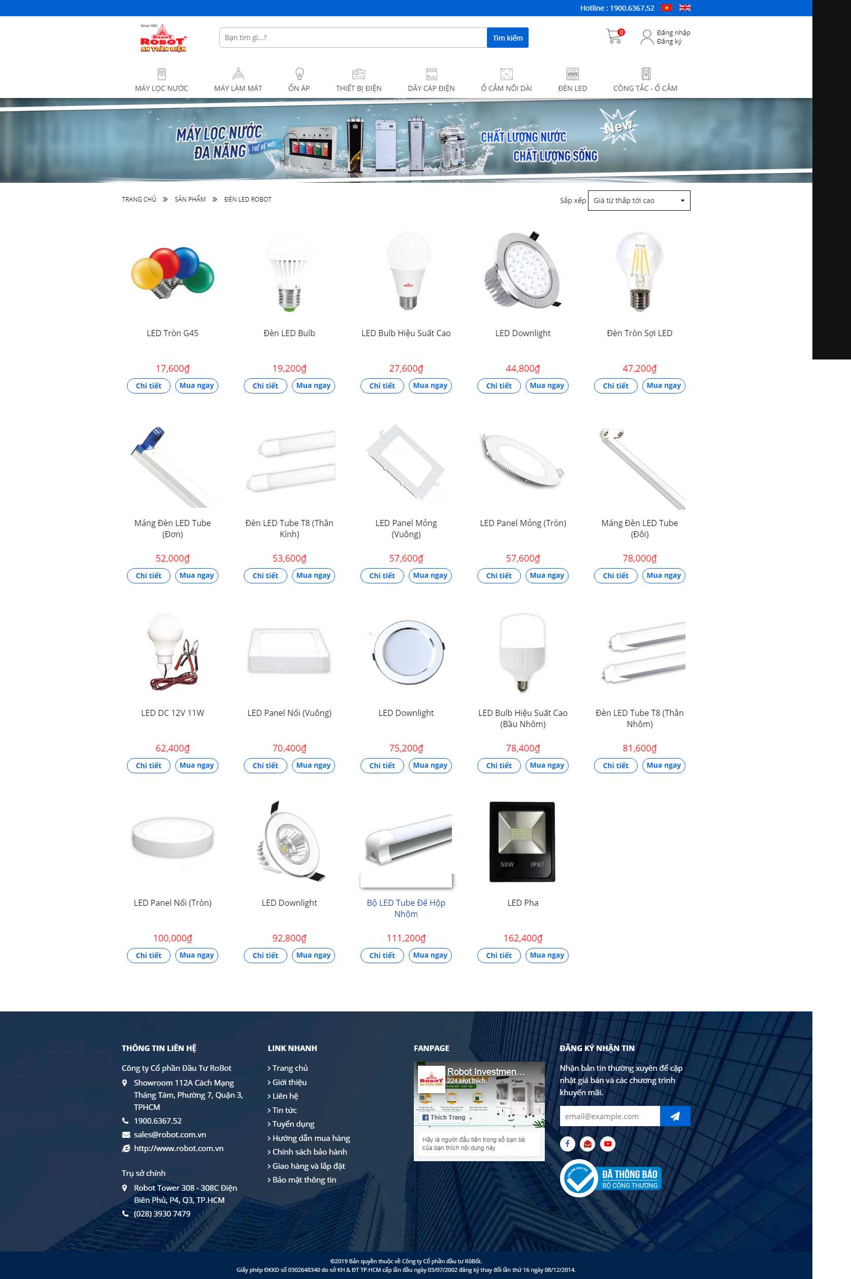 Thiết kế Website đèn led - robot.com.vn