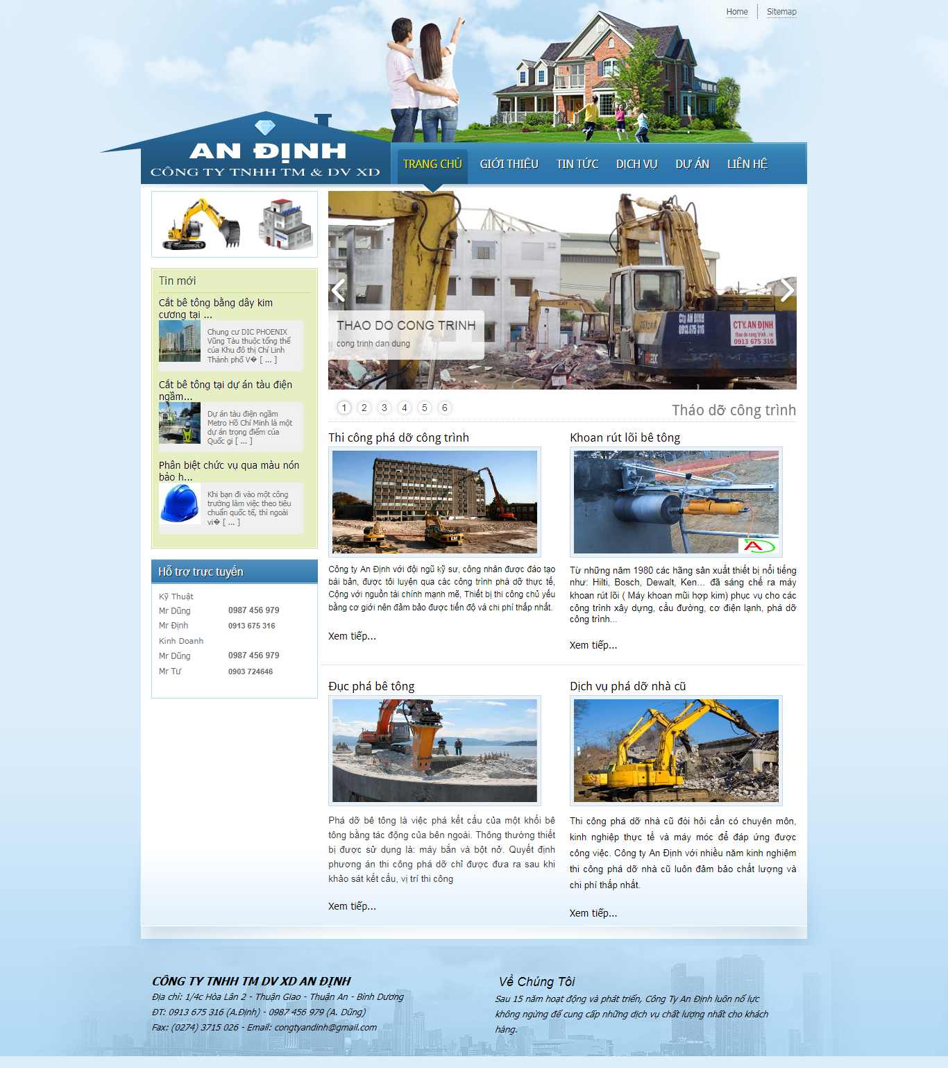 Thiết kế Website phá dỡ công trình - thaodocongtrinh.vn