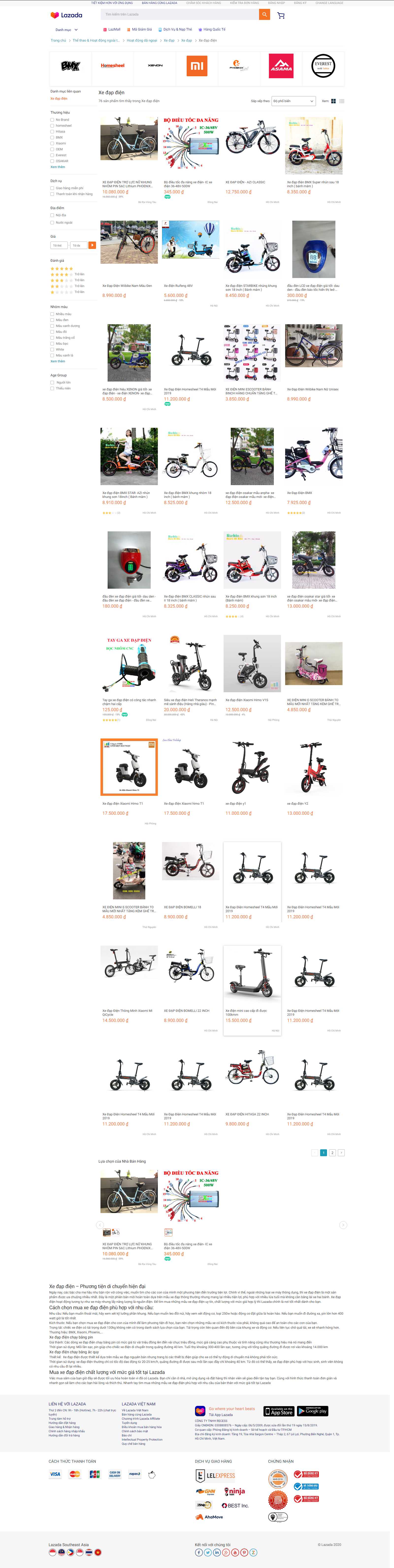 Thiết kế Website xe đạp điện - www.lazada.vn
