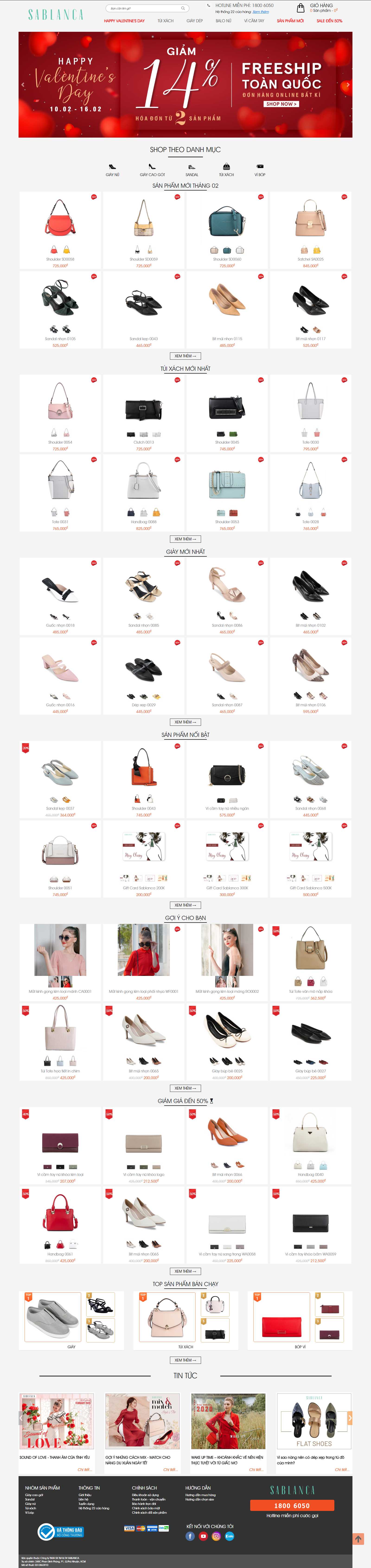 Thiết kế Website giày dép - sablanca.vn