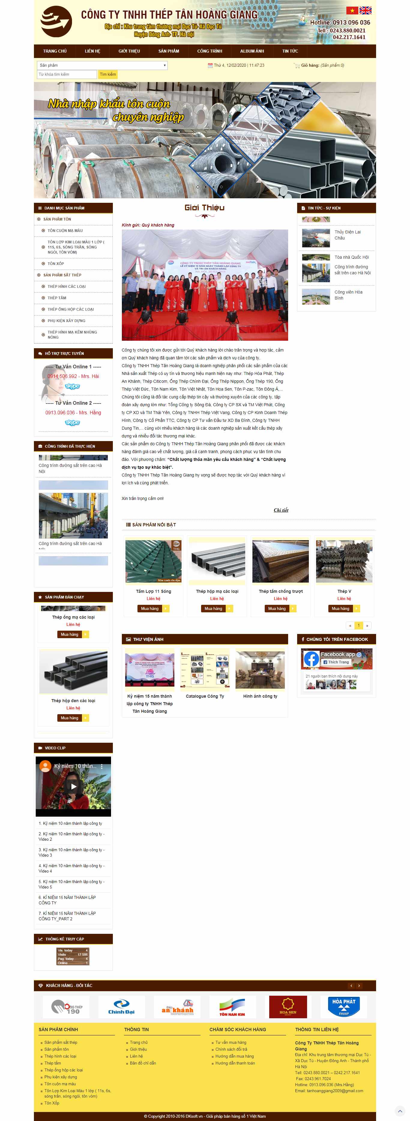 Thiết kế Website công ty thép - www.tanhoanggiang.com