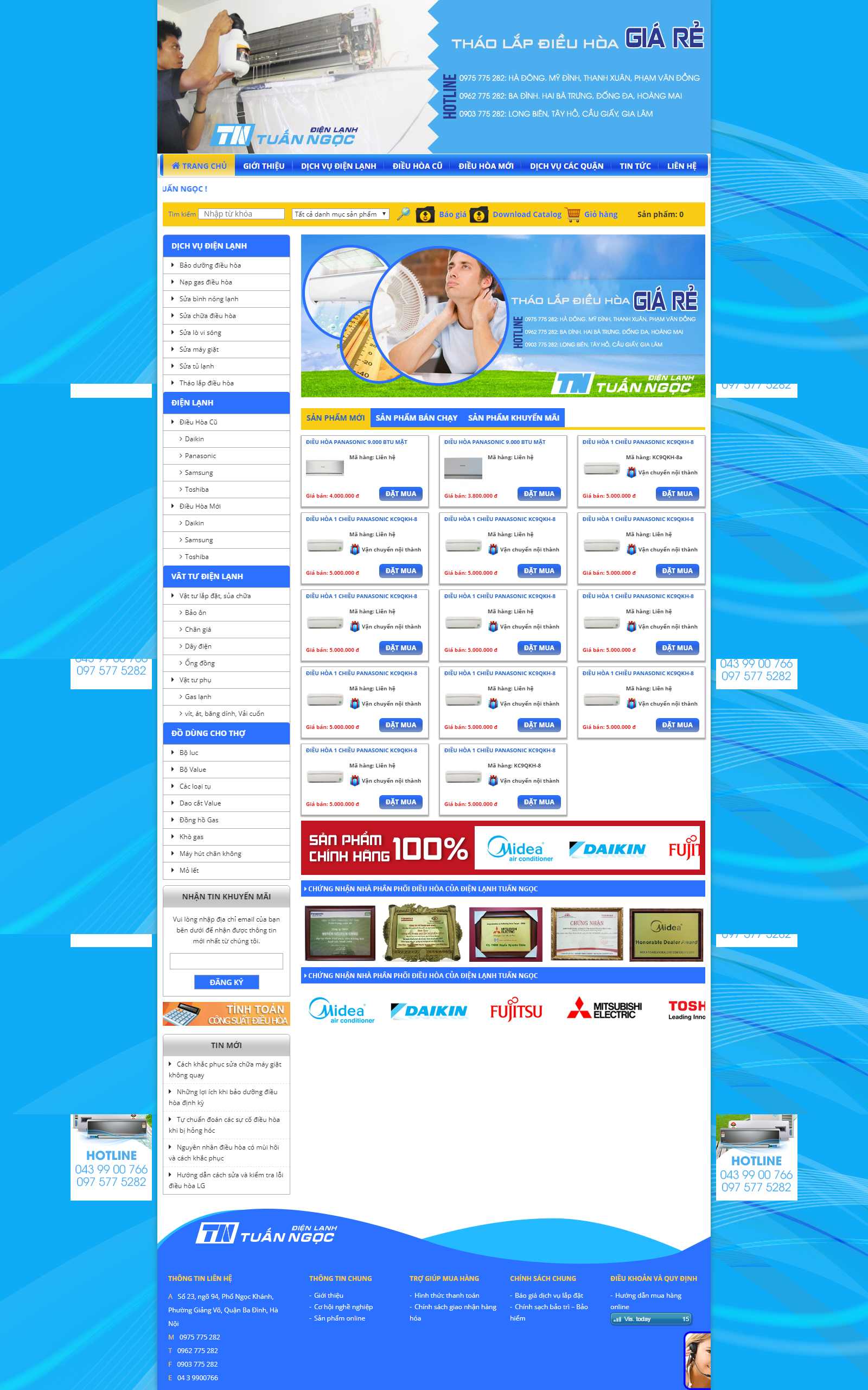 Thiết kế Website lắp đặt điều hòa - dienlanhtuanngoc.vn