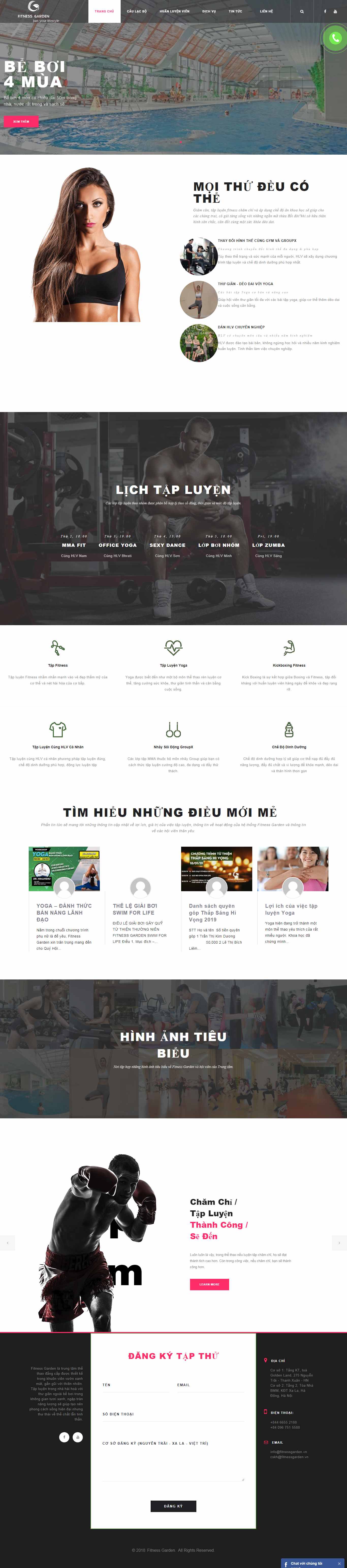 Thiết kế Website phòng tập yoga - fitnessgarden.vn