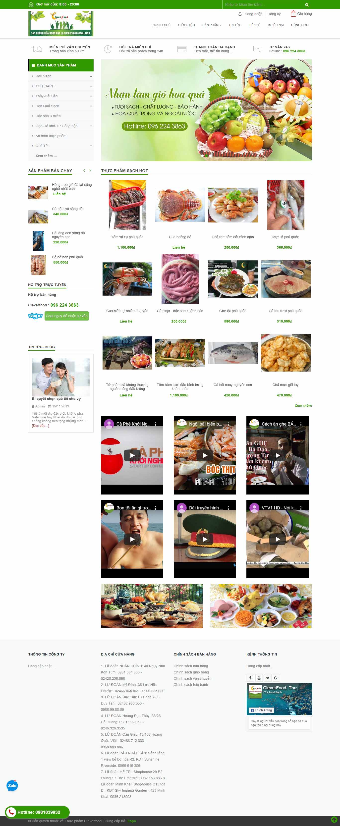 Thiết kế Website thực phẩm sạch - cleverfood.com.vn