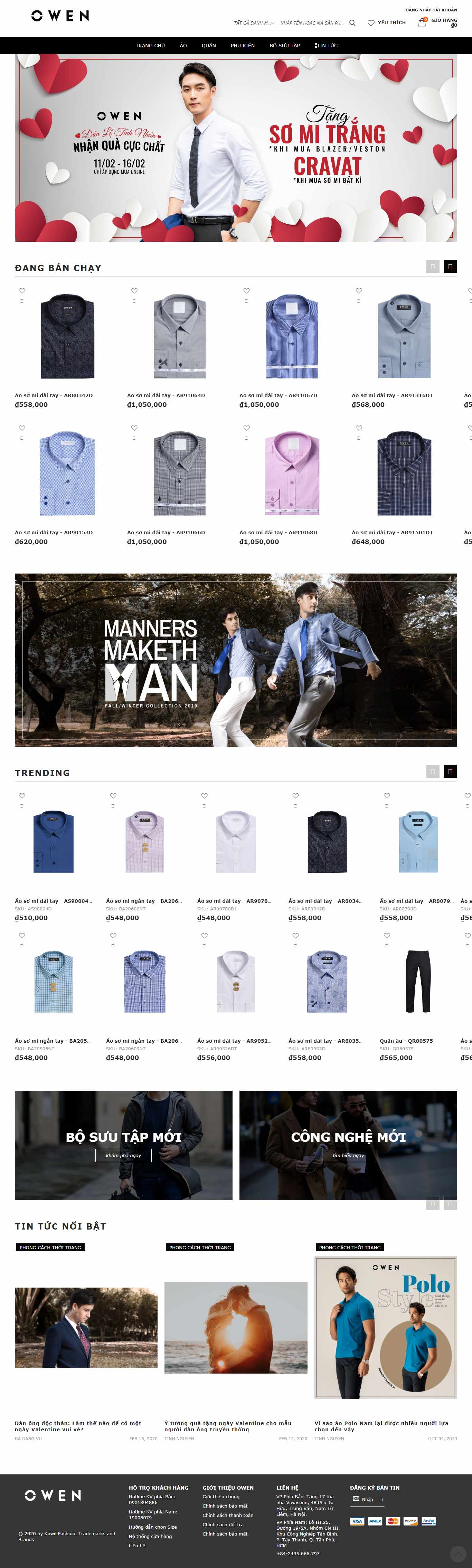 Thiết kế Website shop quần áo - owen.vn