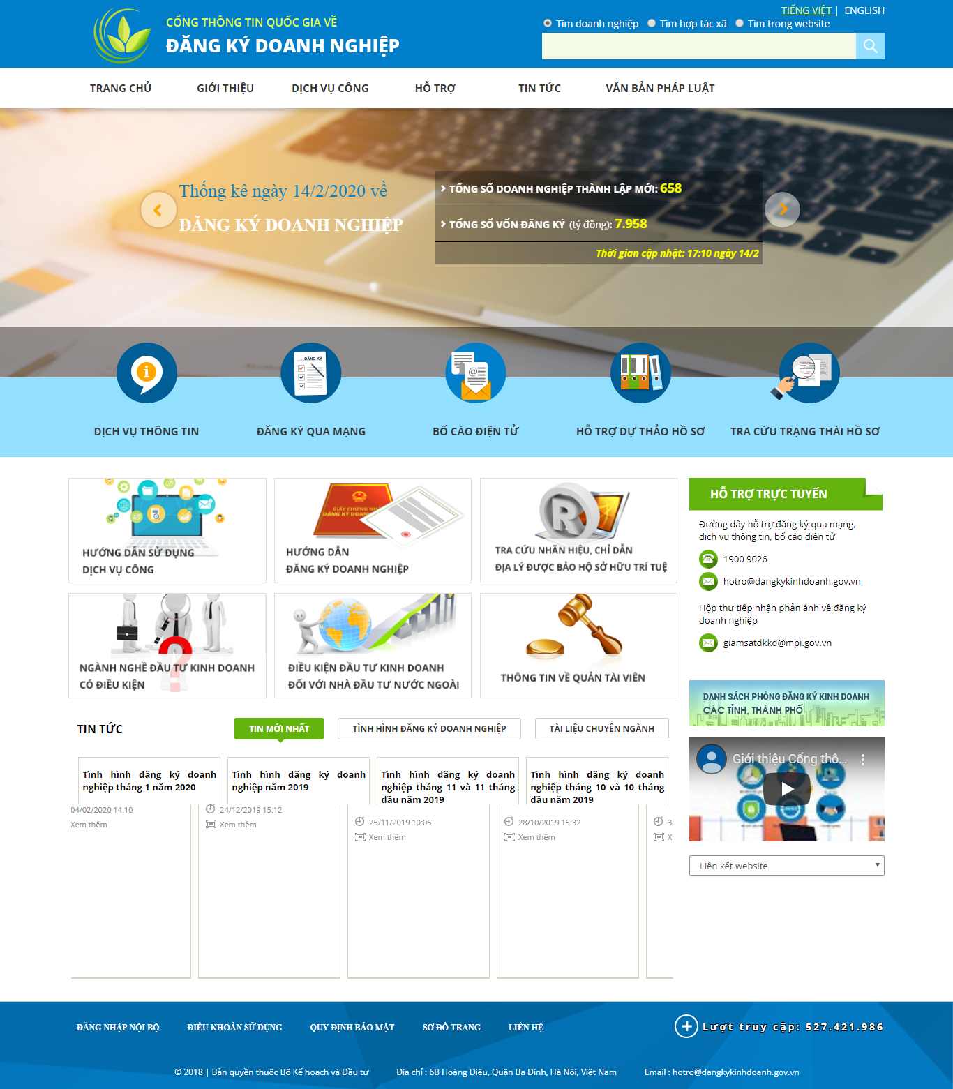 Thiết kế Website cổng thông tin - dangkykinhdoanh.gov.vn
