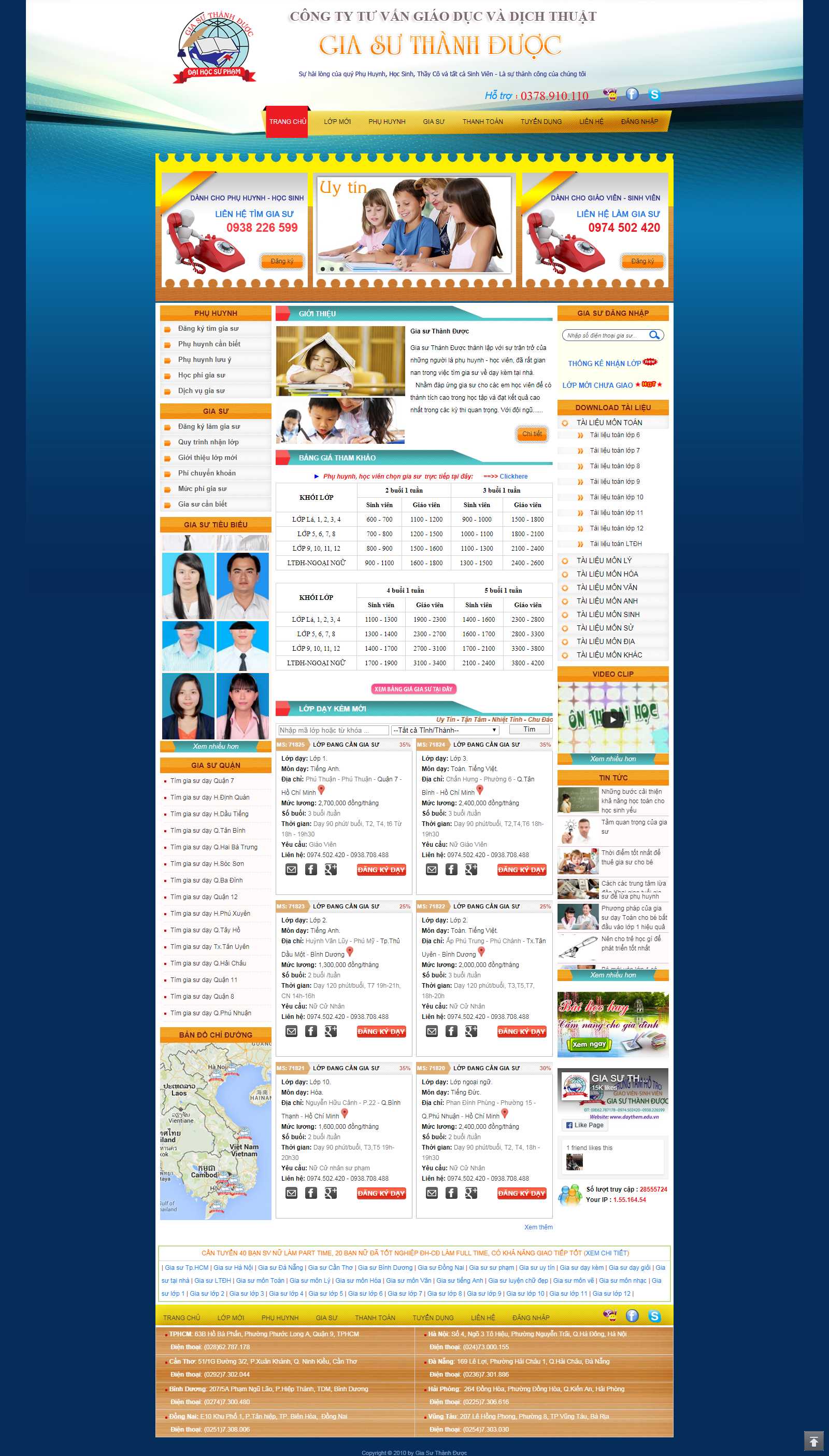 Thiết kế Website trung tâm gia sư - daythem.edu.vn