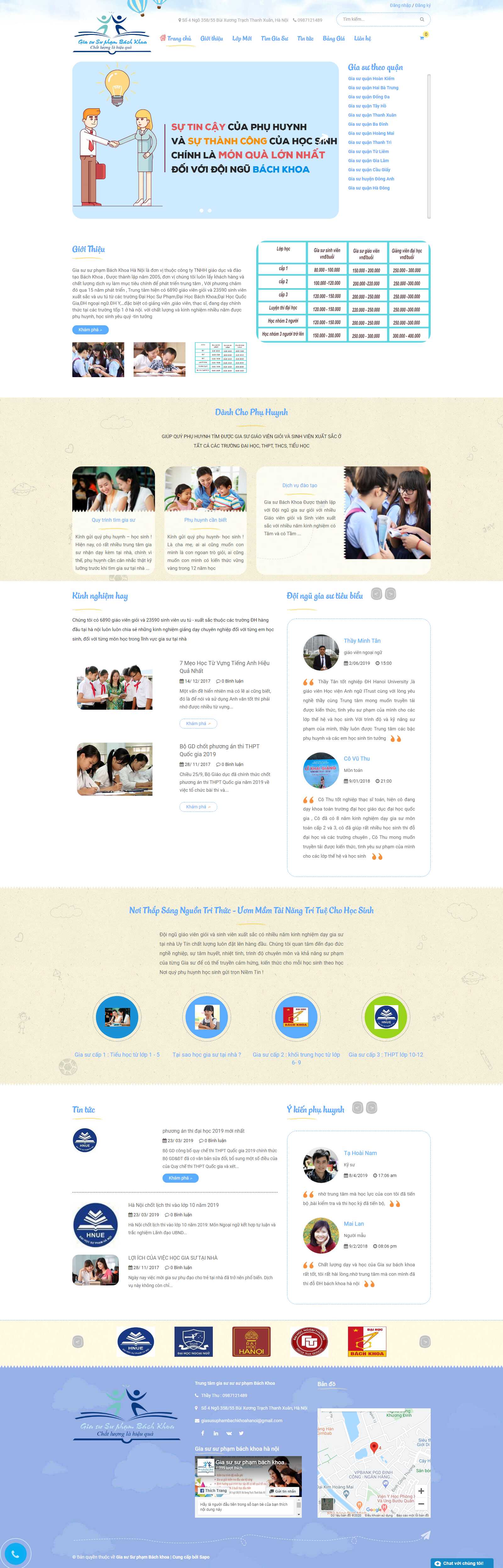 Thiết kế Website trung tâm gia sư - giasusuphambachkhoa.com.vn