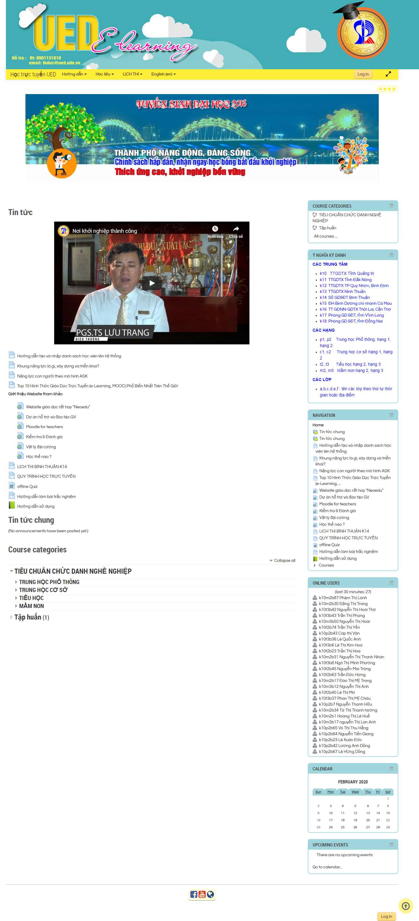 Thiết kế Website khóa học online - hoctructuyen1.ued.udn.vn