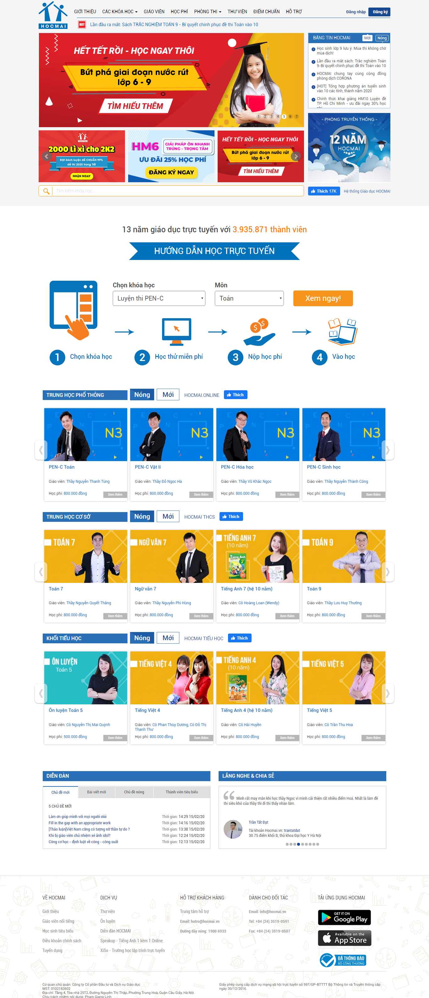 Thiết kế Website khóa học online - hocmai.vn