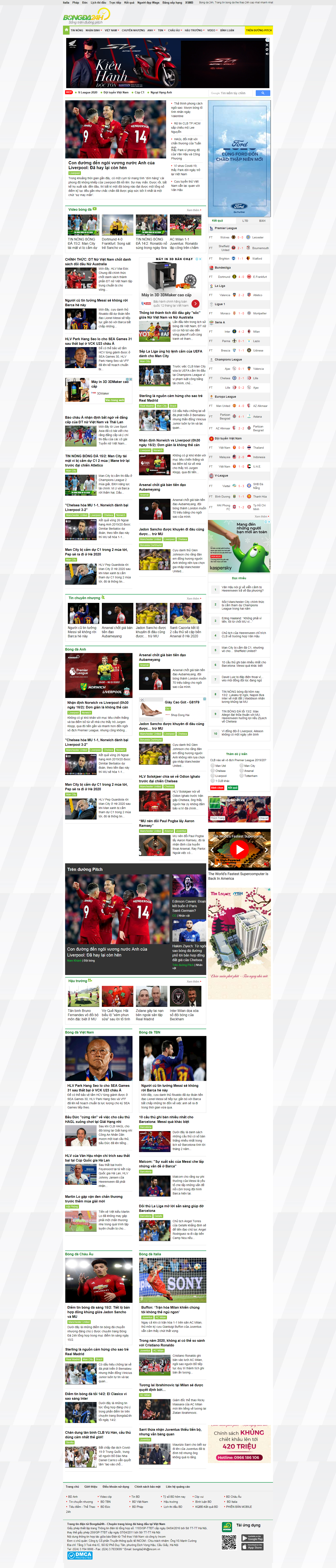 Thiết kế Website bóng đá - bongda24h.vn