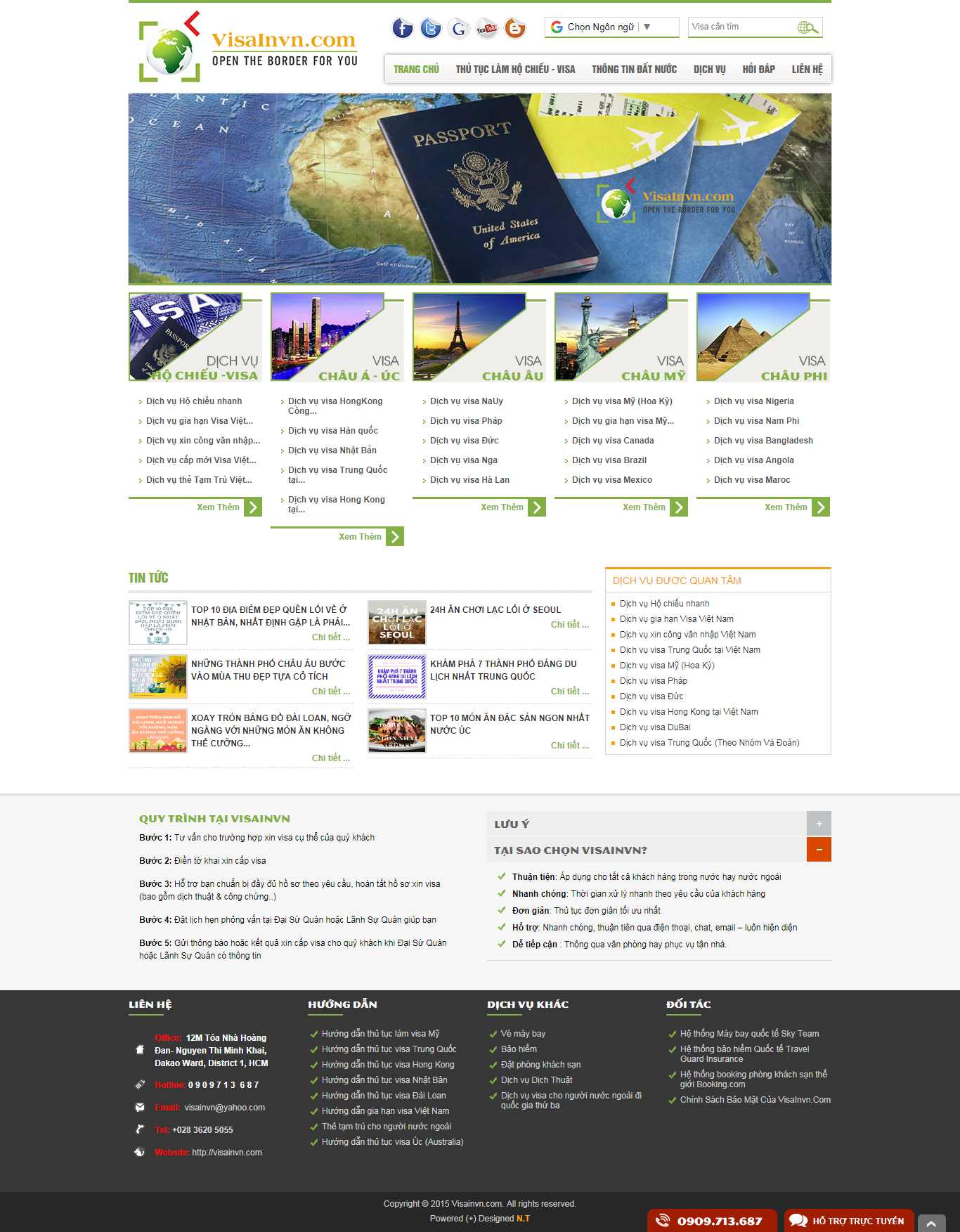 Thiết kế Website dịch vụ visa - visainvn.com