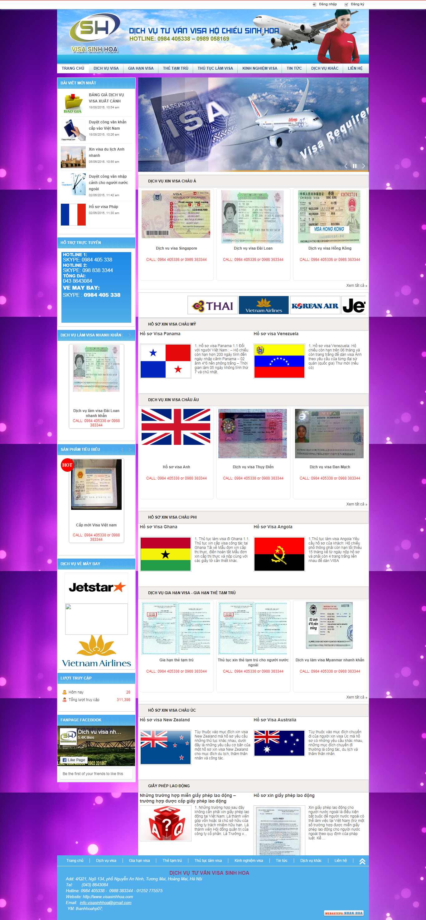 Thiết kế Website dịch vụ visa - visasinhhoa.com