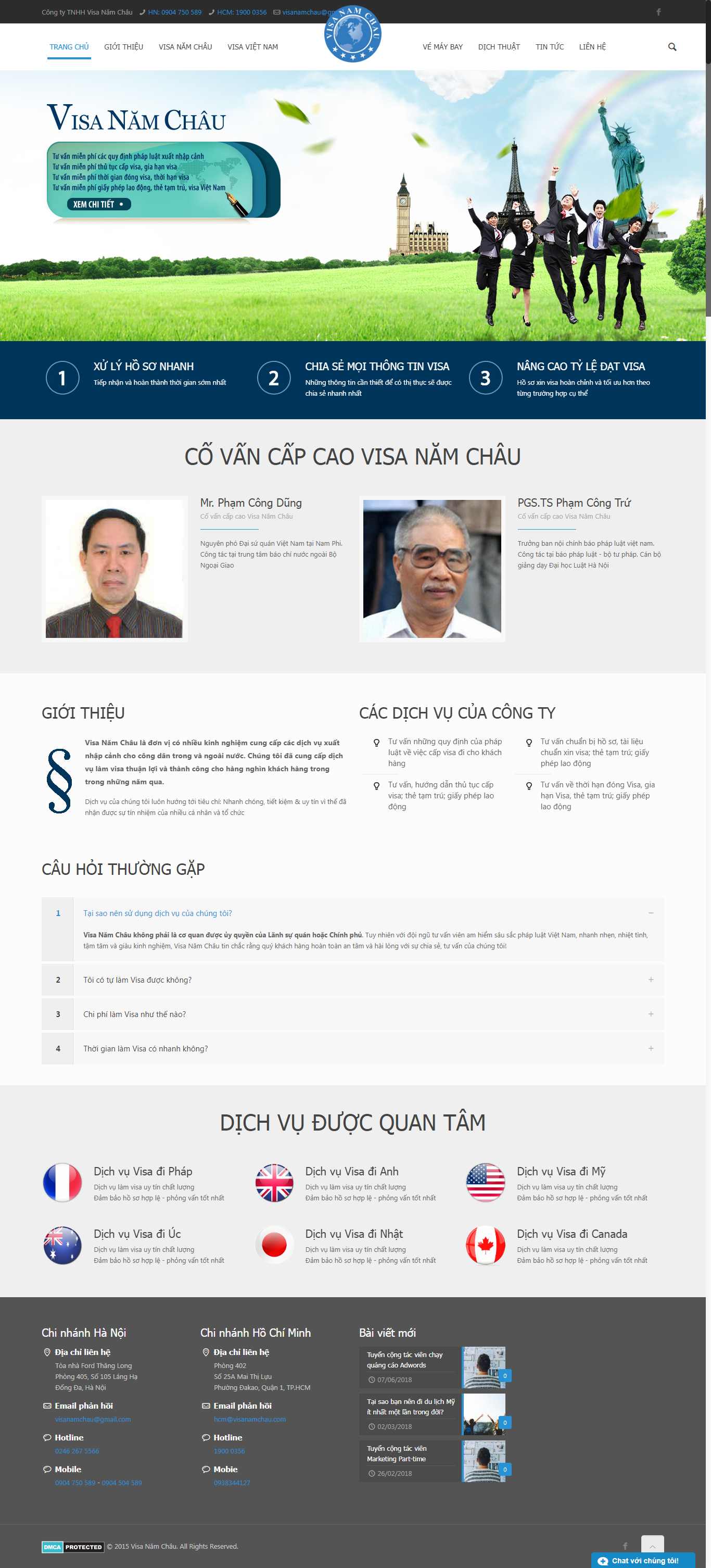 Thiết kế Website dịch vụ visa - visanamchau.com