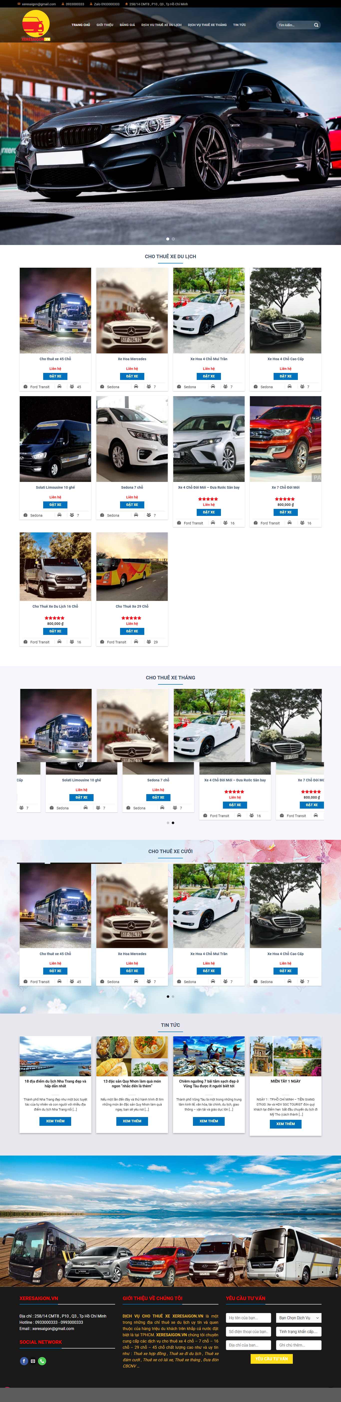 Thiết kế Website thuê xe du lịch - xeresaigon.vn