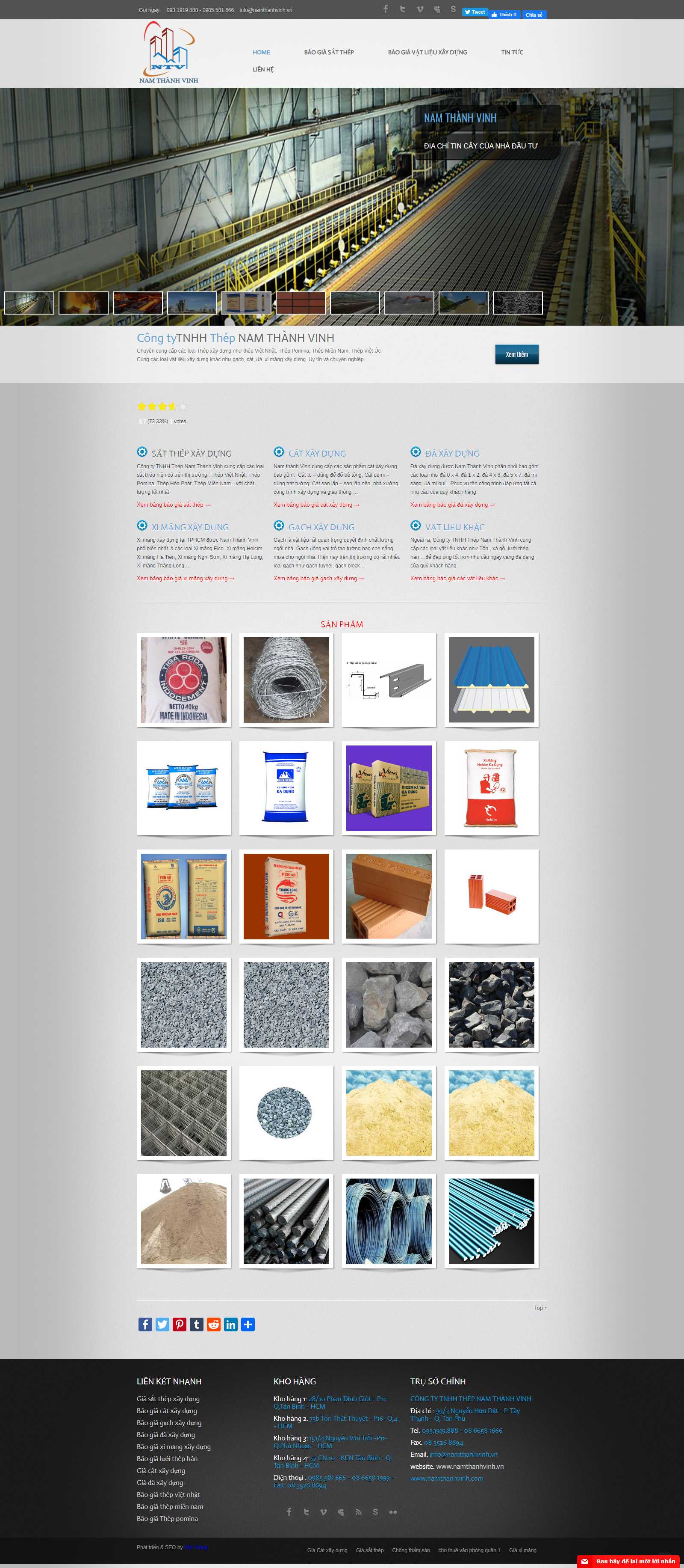 Thiết kế Website vật liệu xây dựng - namthanhvinh.vn