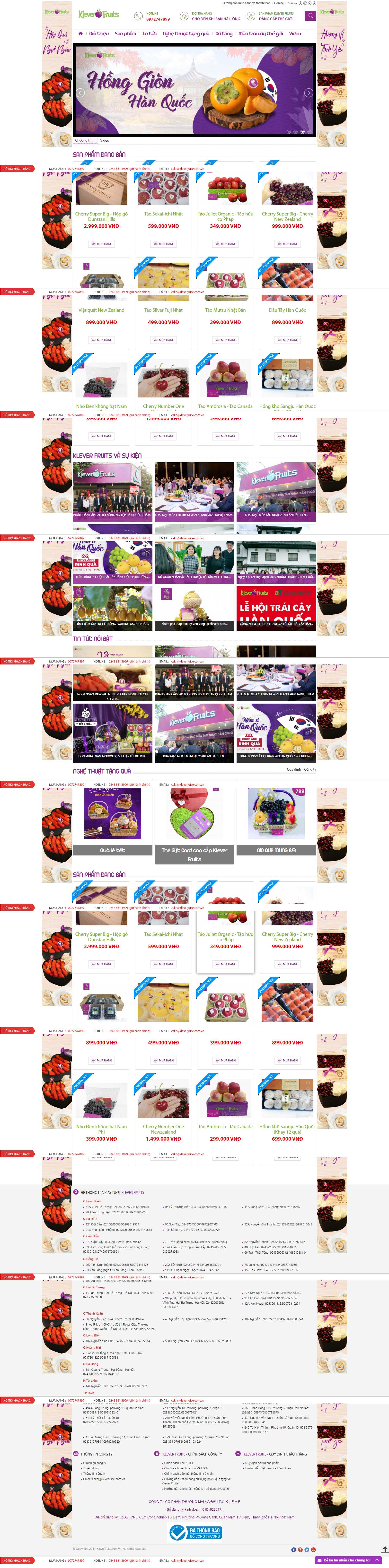 Thiết kế Website shop - kleverfruits.com.vn