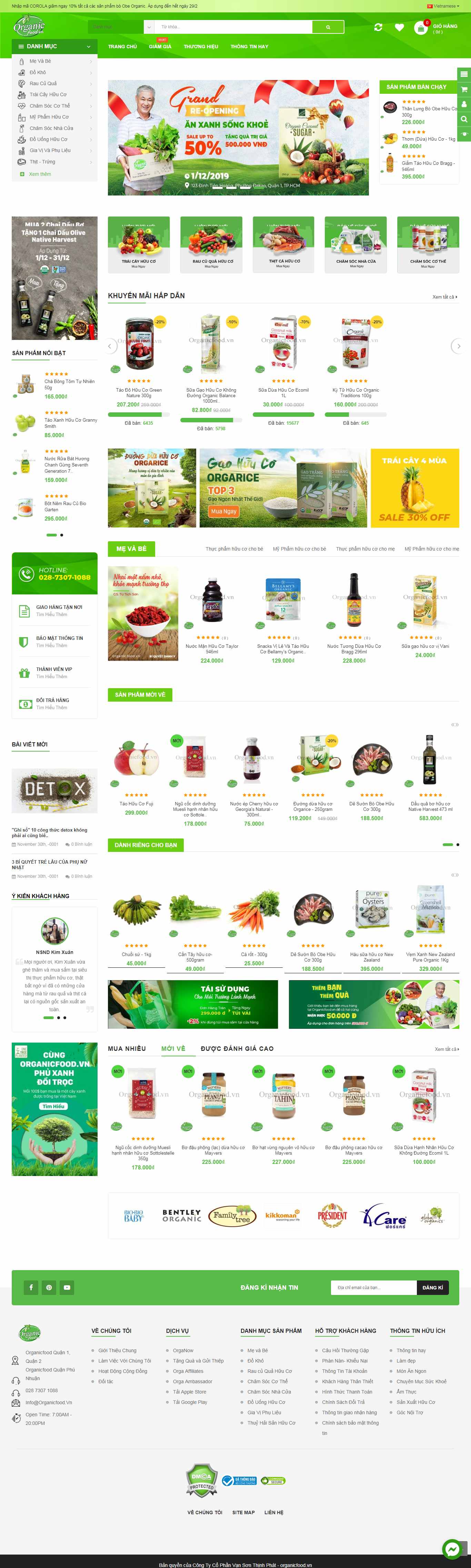 Thiết kế Website thực phẩm sạch - organicfood.vn