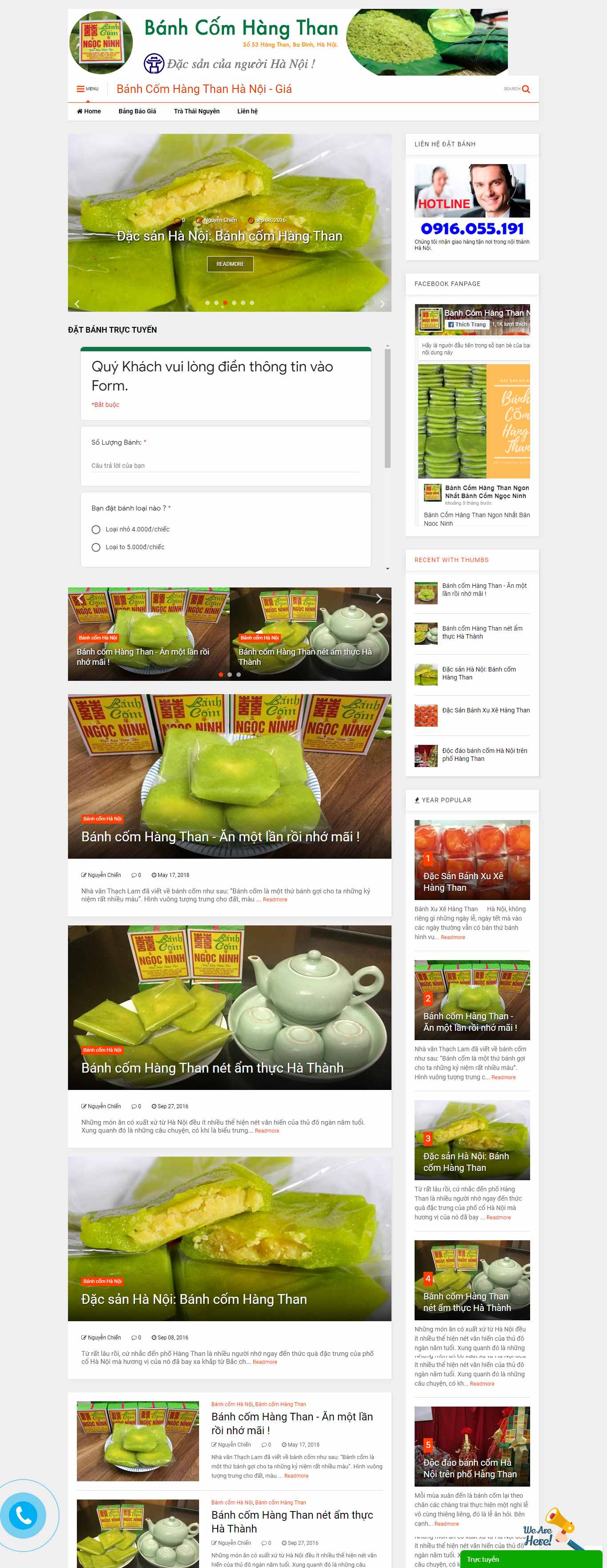 Thiết kế Website bánh cốm - www.banhcomhangthan.com
