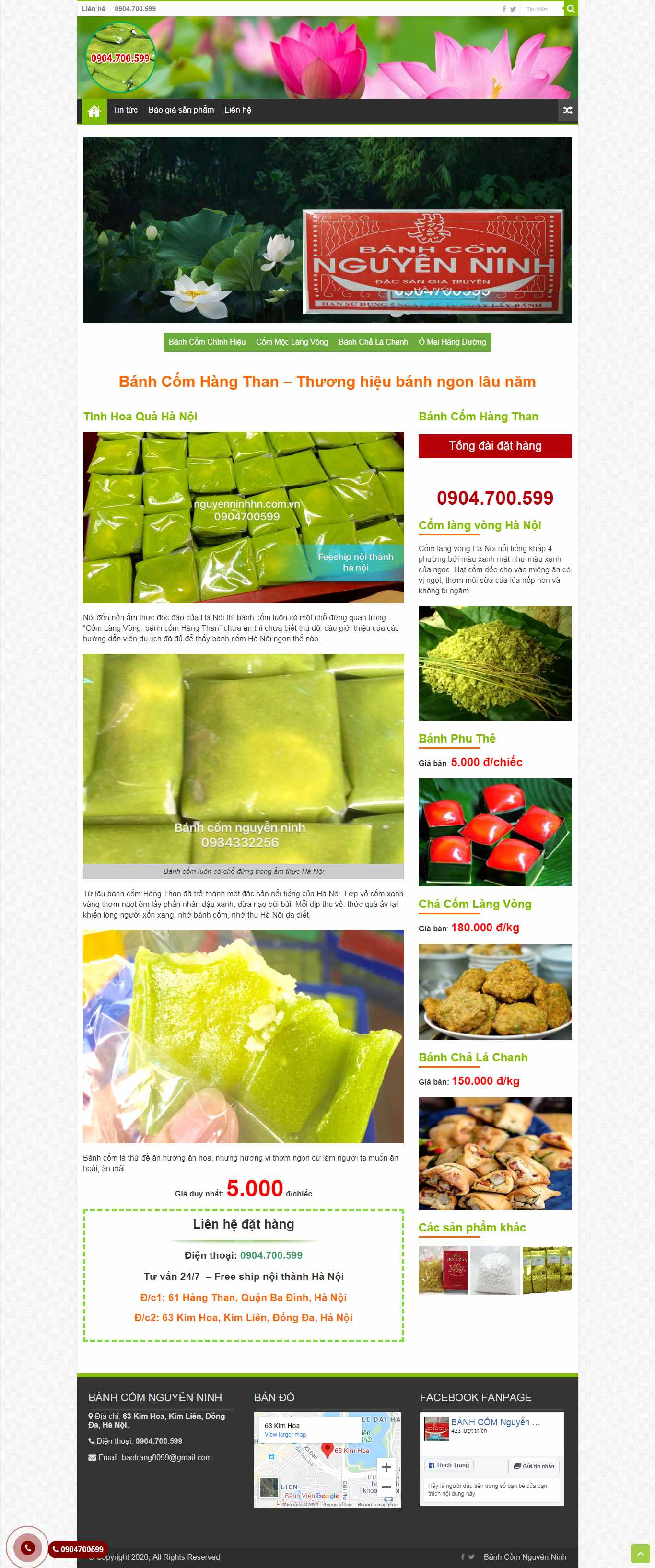 Thiết kế Website bánh cốm - nguyenninhhn.com.vn