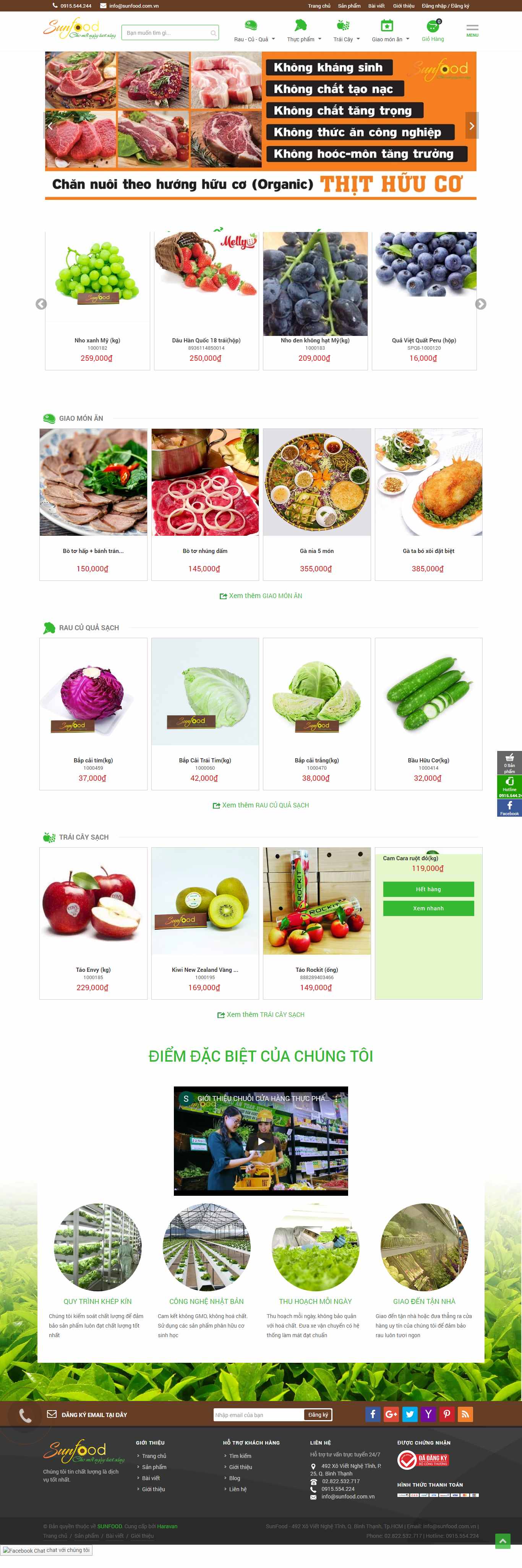 Thiết kế Website thực phẩm sạch - sunfood.com.vn