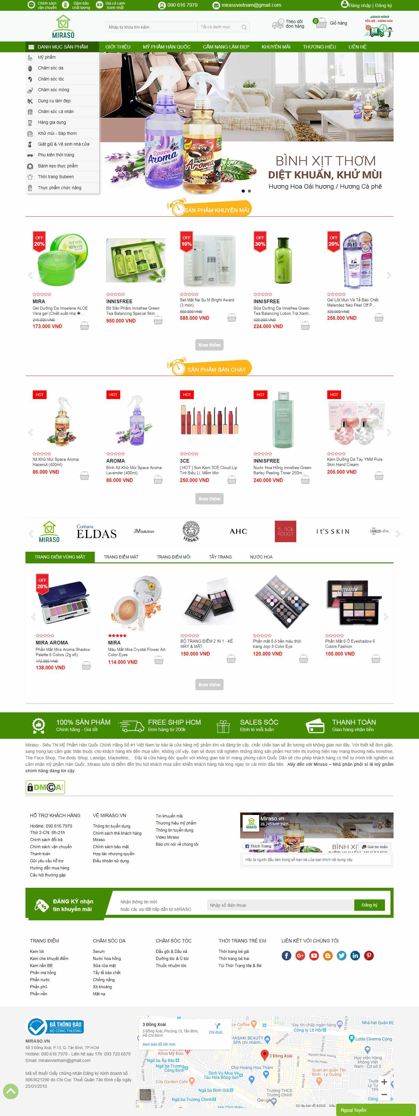 Thiết kế Website mỹ phẩm - miraso.vn