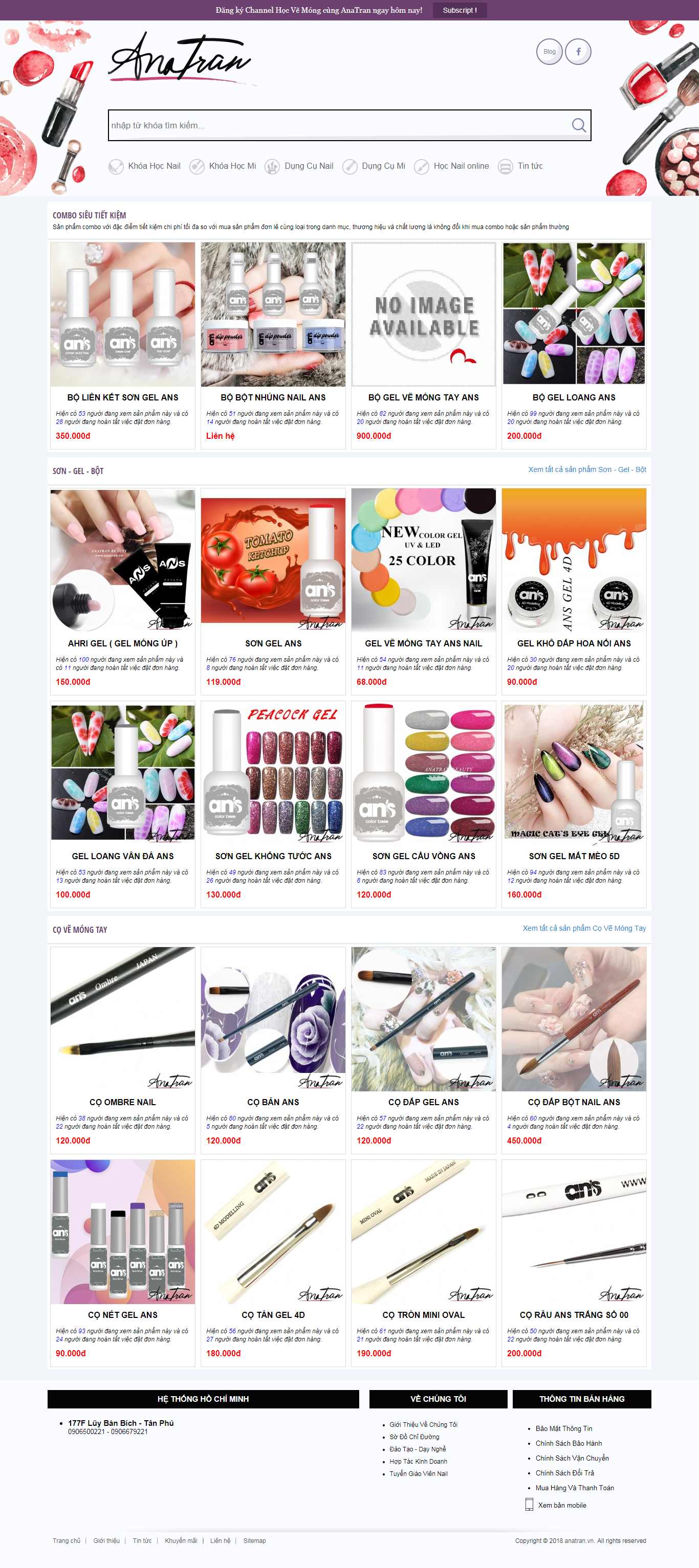 Thiết kế Website tiệm nails - anatran.vn