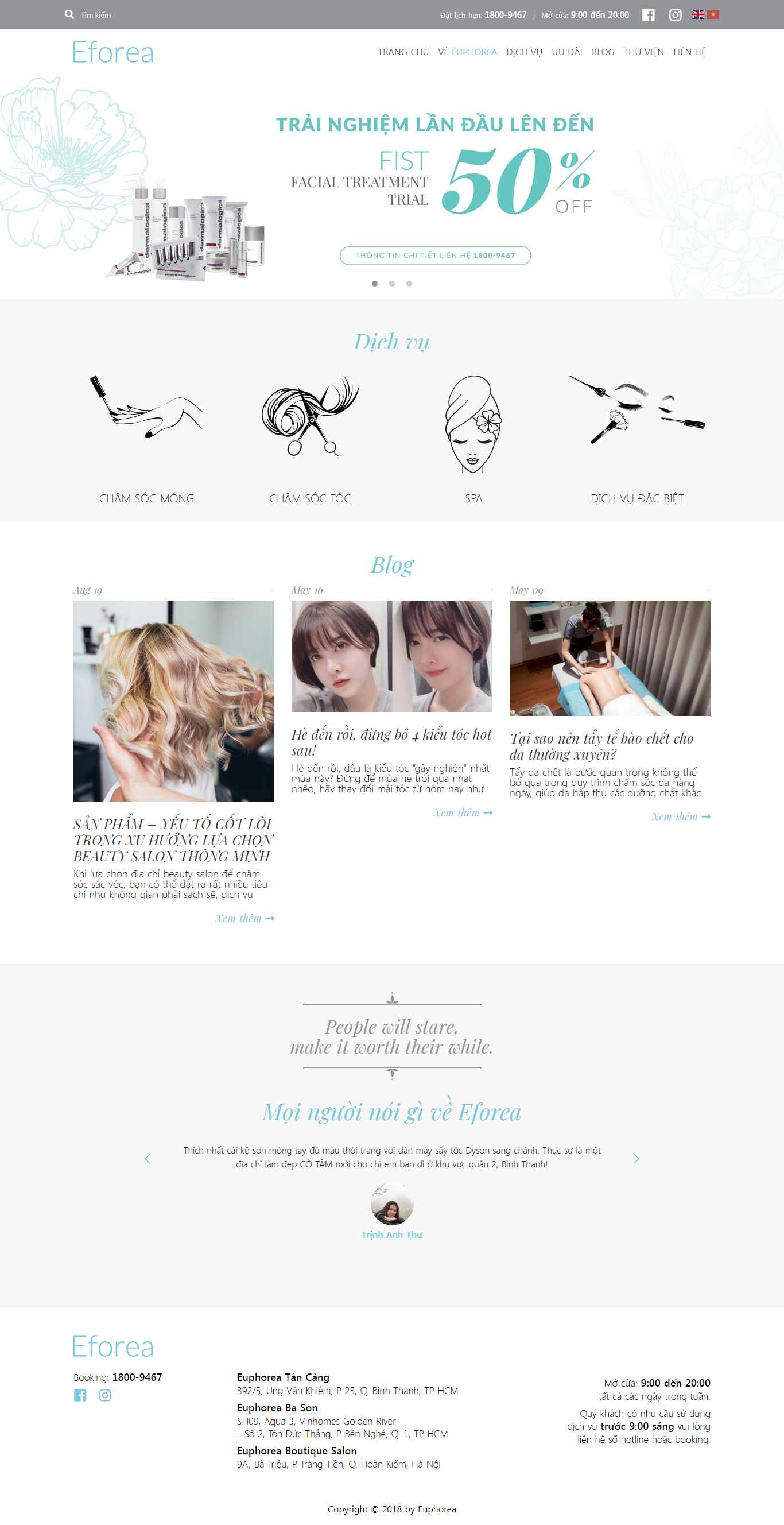 Thiết kế Website tiệm nails - eforeaspa.vn