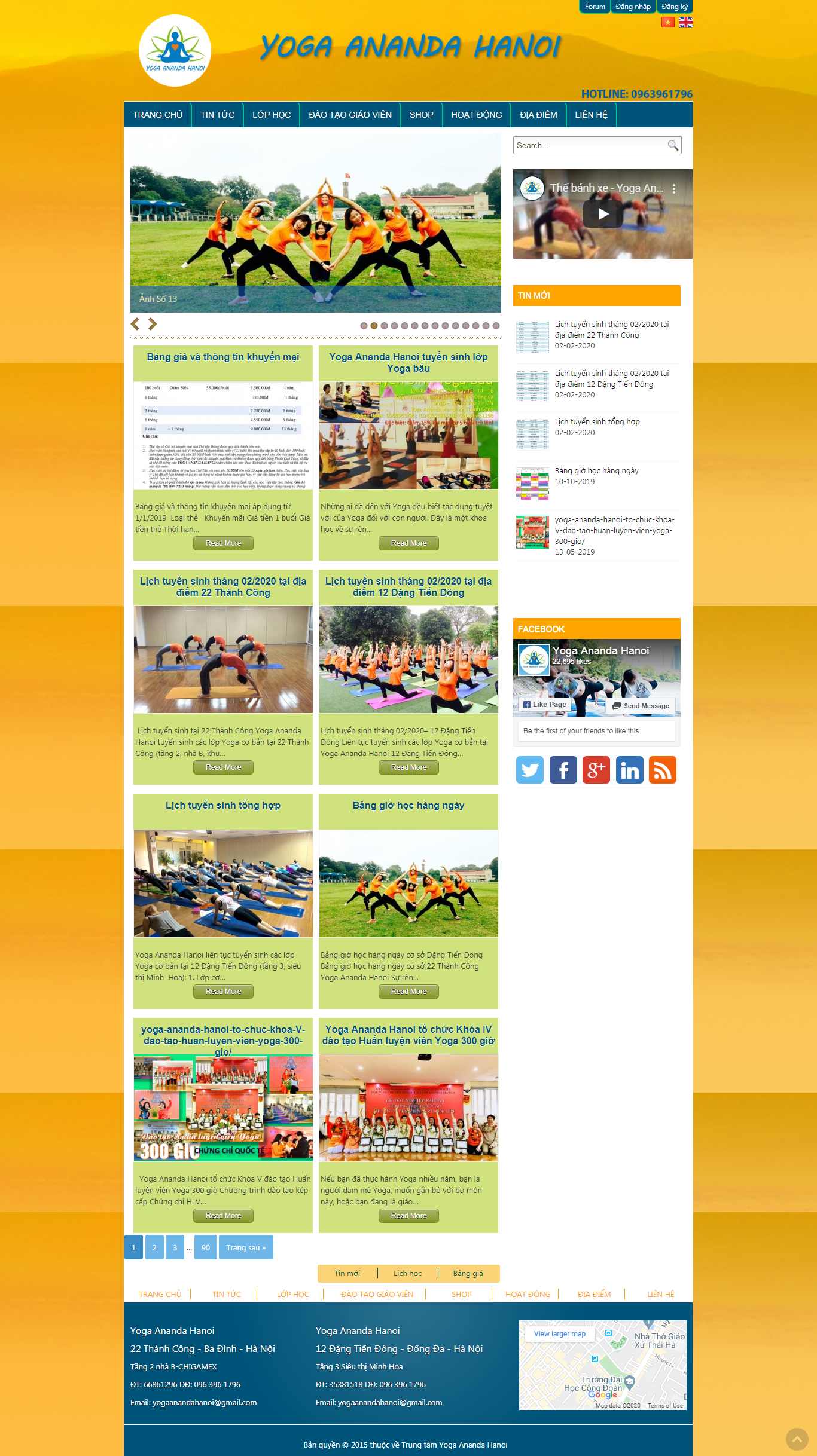 Thiết kế Website phòng tập yoga - yogaananda.com.vn