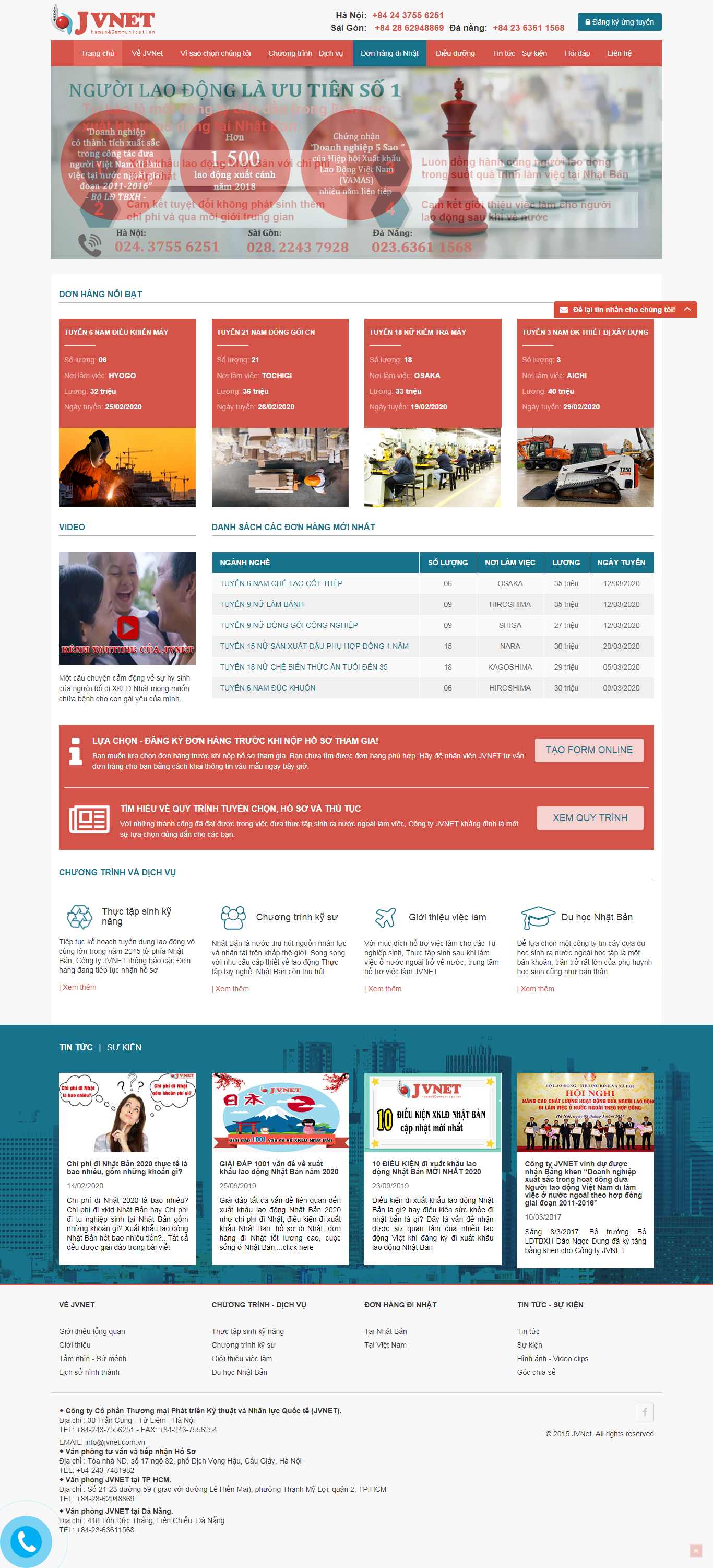 Thiết kế Website xuất khẩu lao động - jvnet.vn