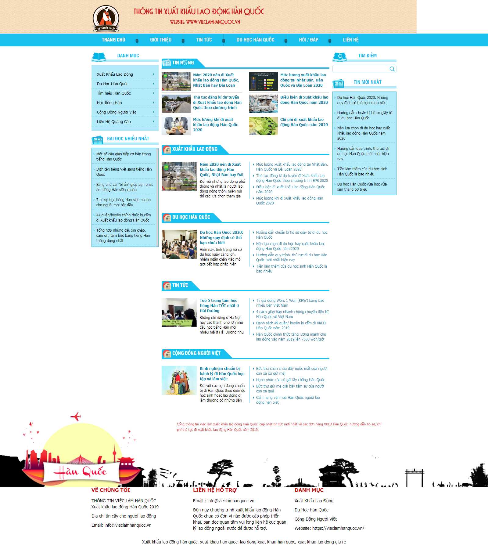 Thiết kế Website du học hàn quốc - vieclamhanquoc.vn